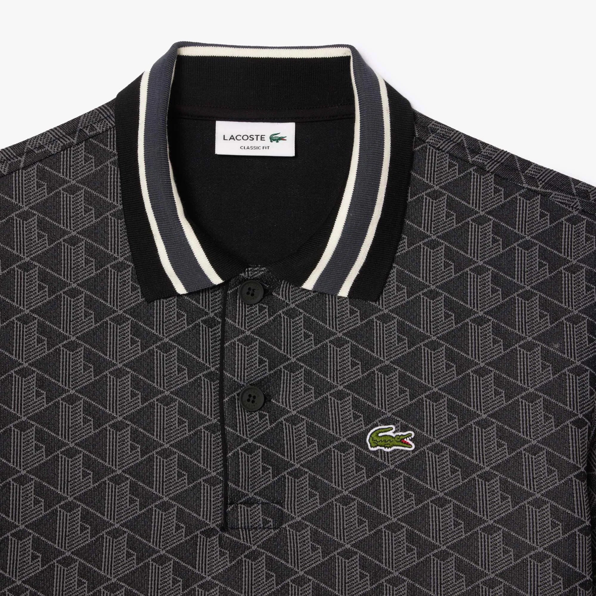 Classic Fit Monogram Polo - Siyah