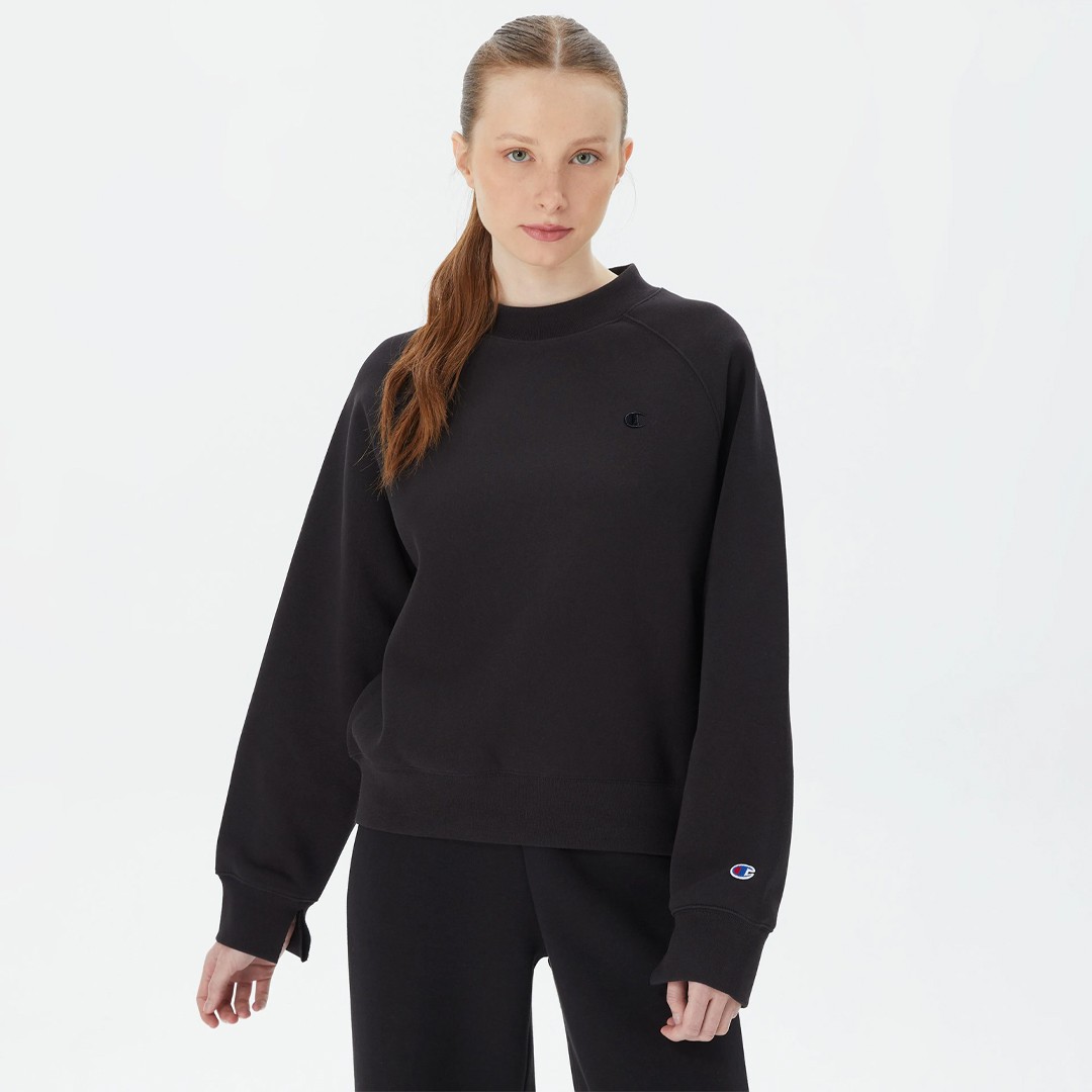 Powerblend Fleece Crew, C Logo Sweatshirt - Siyah