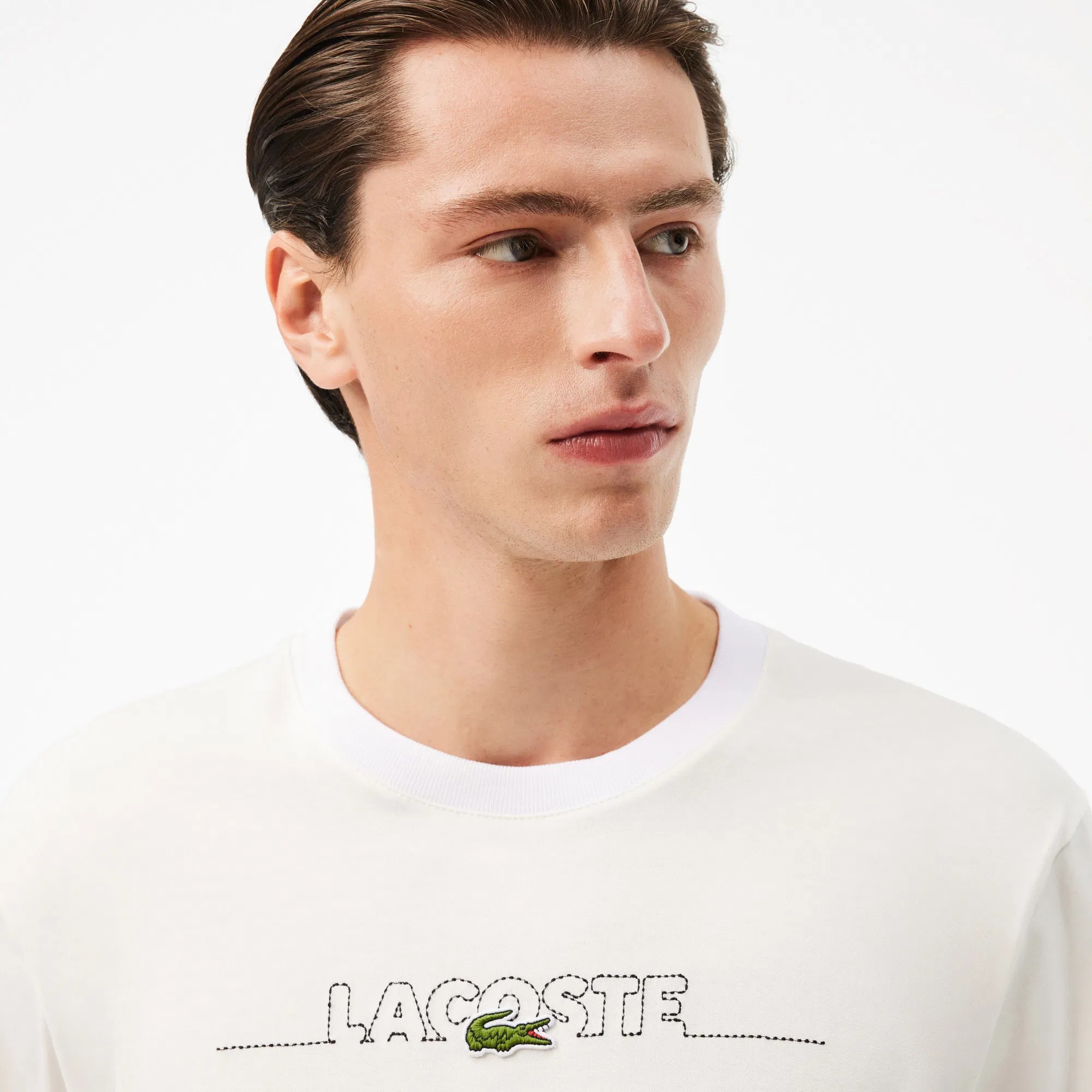 Classic Fit Bisiklet Yaka Baskılı T-Shirt - Beyaz