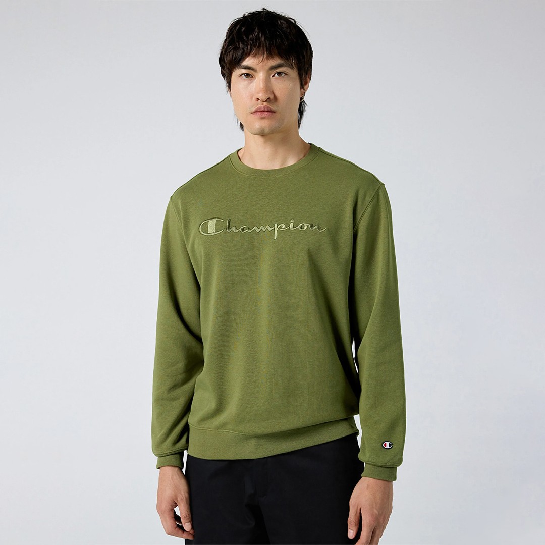 Tonal Embroidery Fleece Sweatshirt - Fesleğen Yeşili