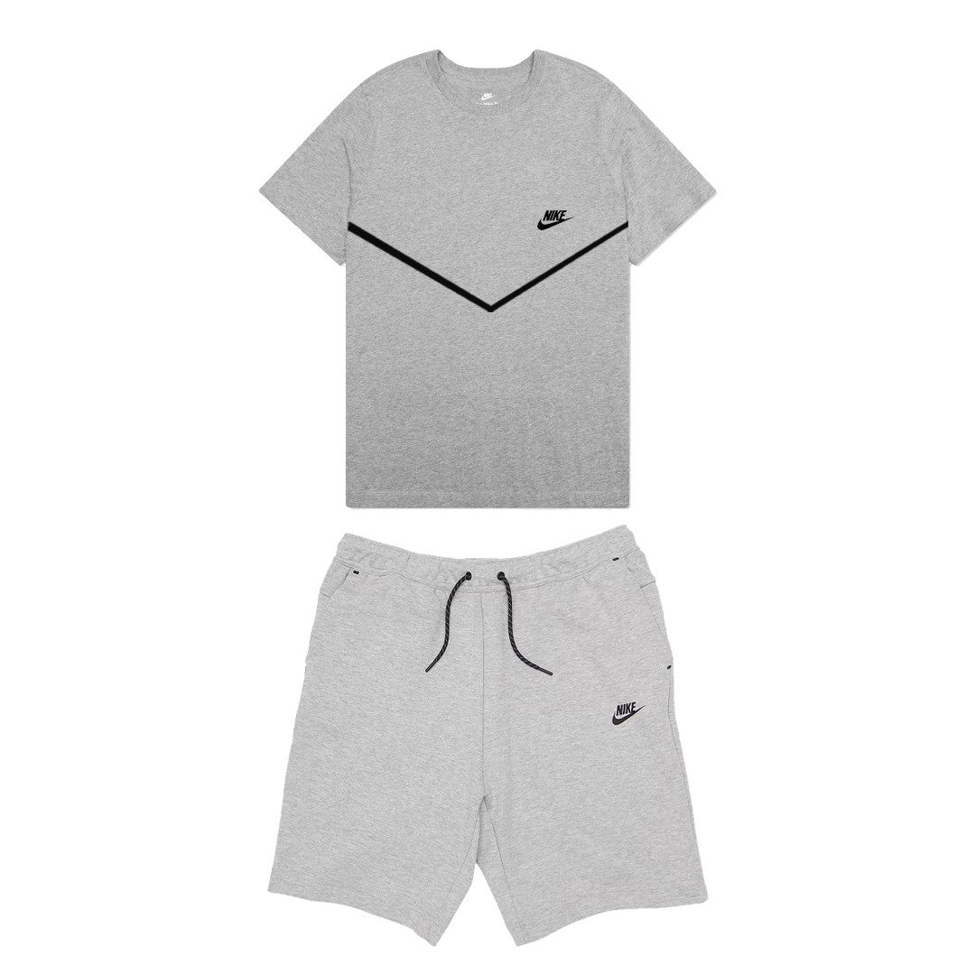 Tech T-Shirt & Tech Fleece Şort Takım - Gri