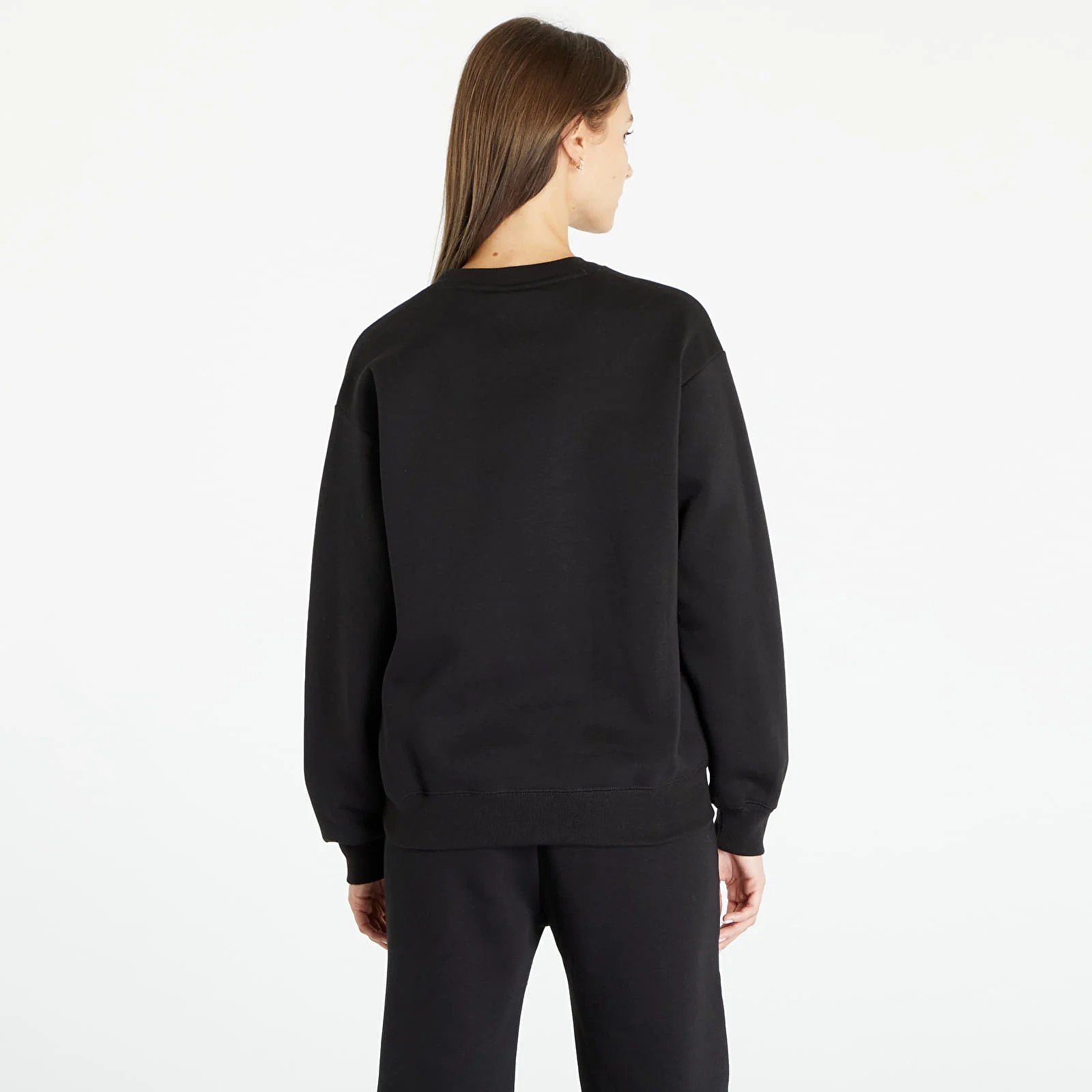 Tonal Embroidery Fleece Sweatshirt - Siyah