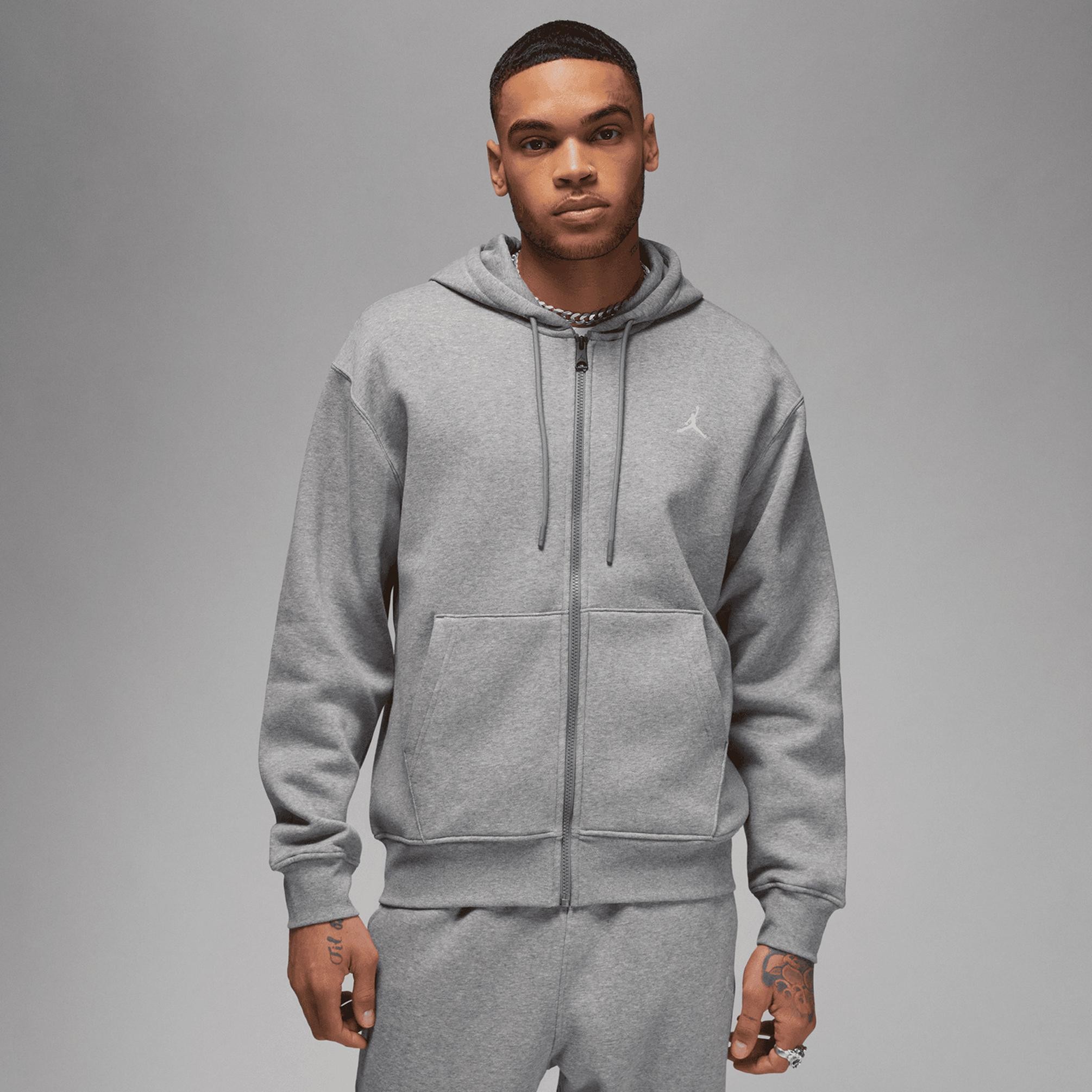 Essentials Tam Boy Fermuarlı Fleece Takım - Dark Grey Heather/Silver
