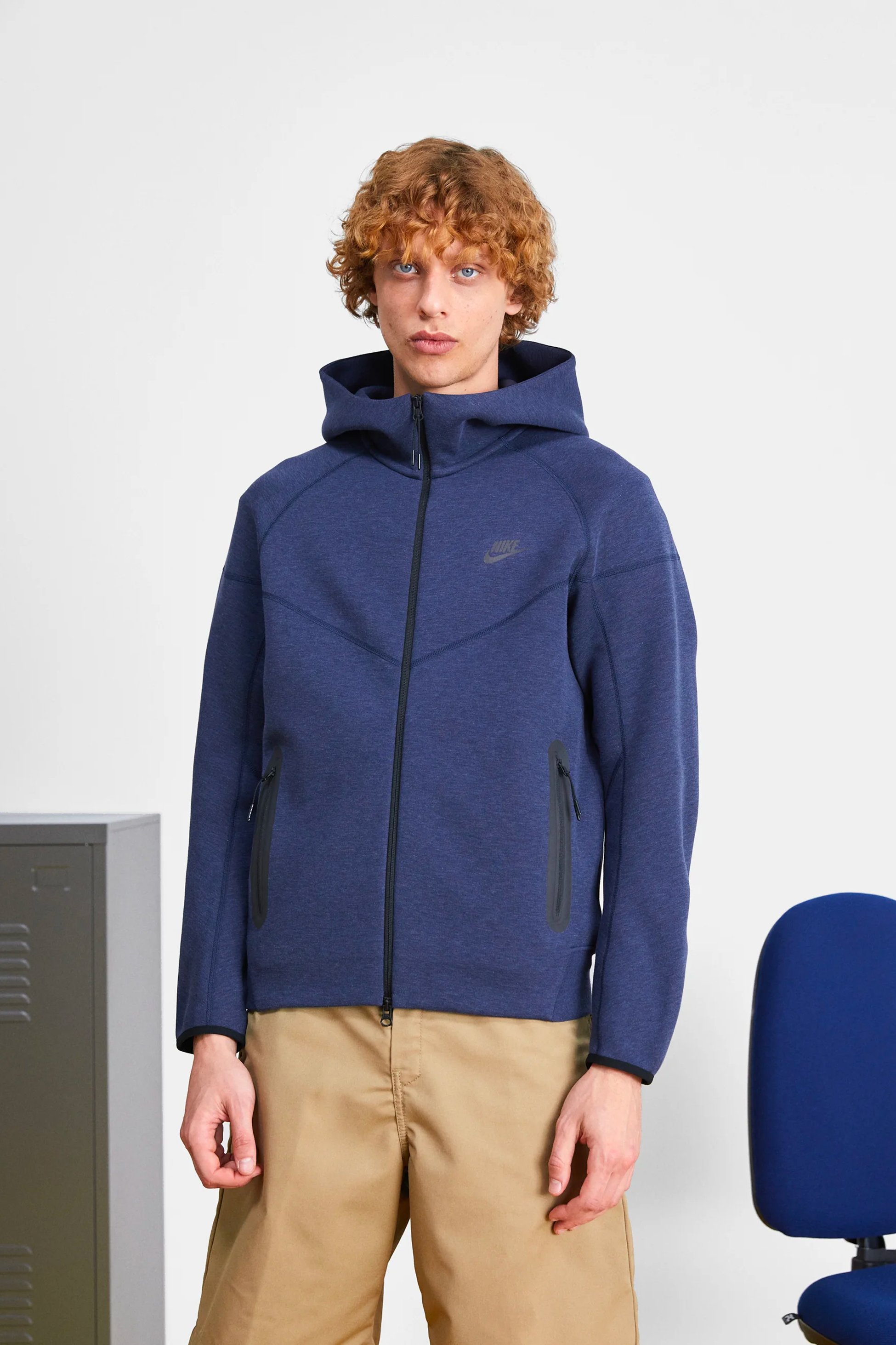 Yeni Tech Fleece Windrunner Kapüşonlu Üst - Obsidian Heather/Siyah