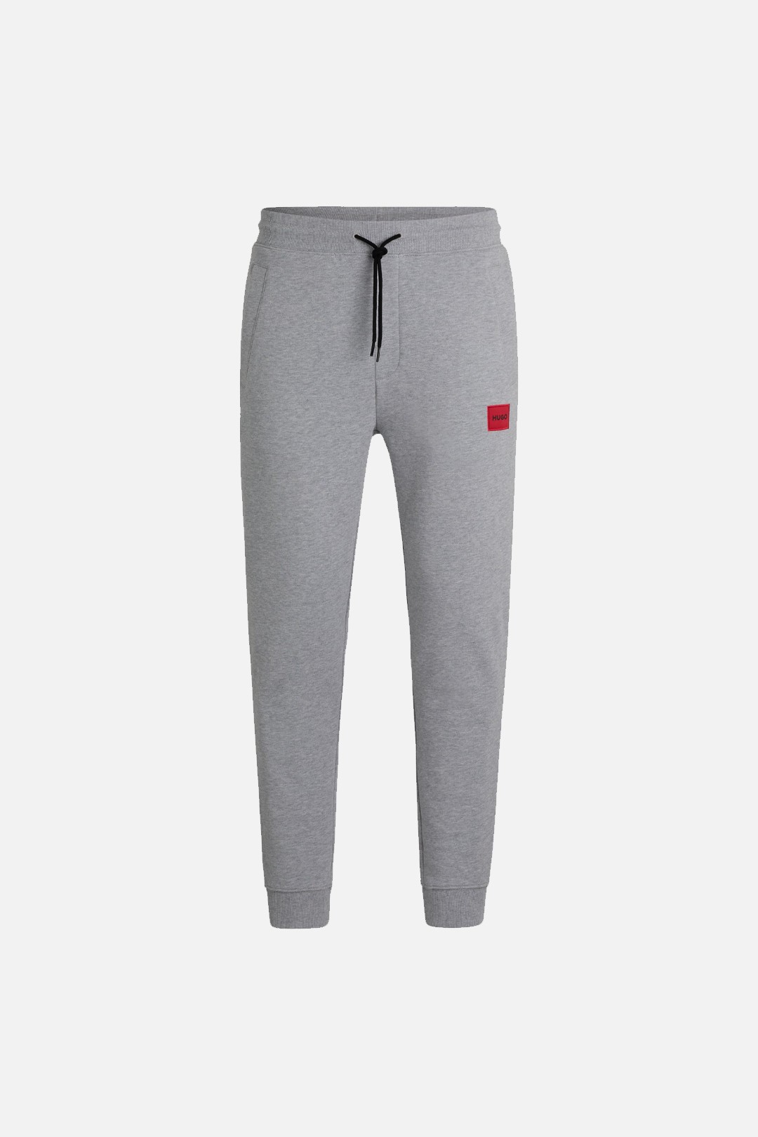 Cotton-Terry Tracksuit Bottoms With Red Logo Label - Dark Grey Heather