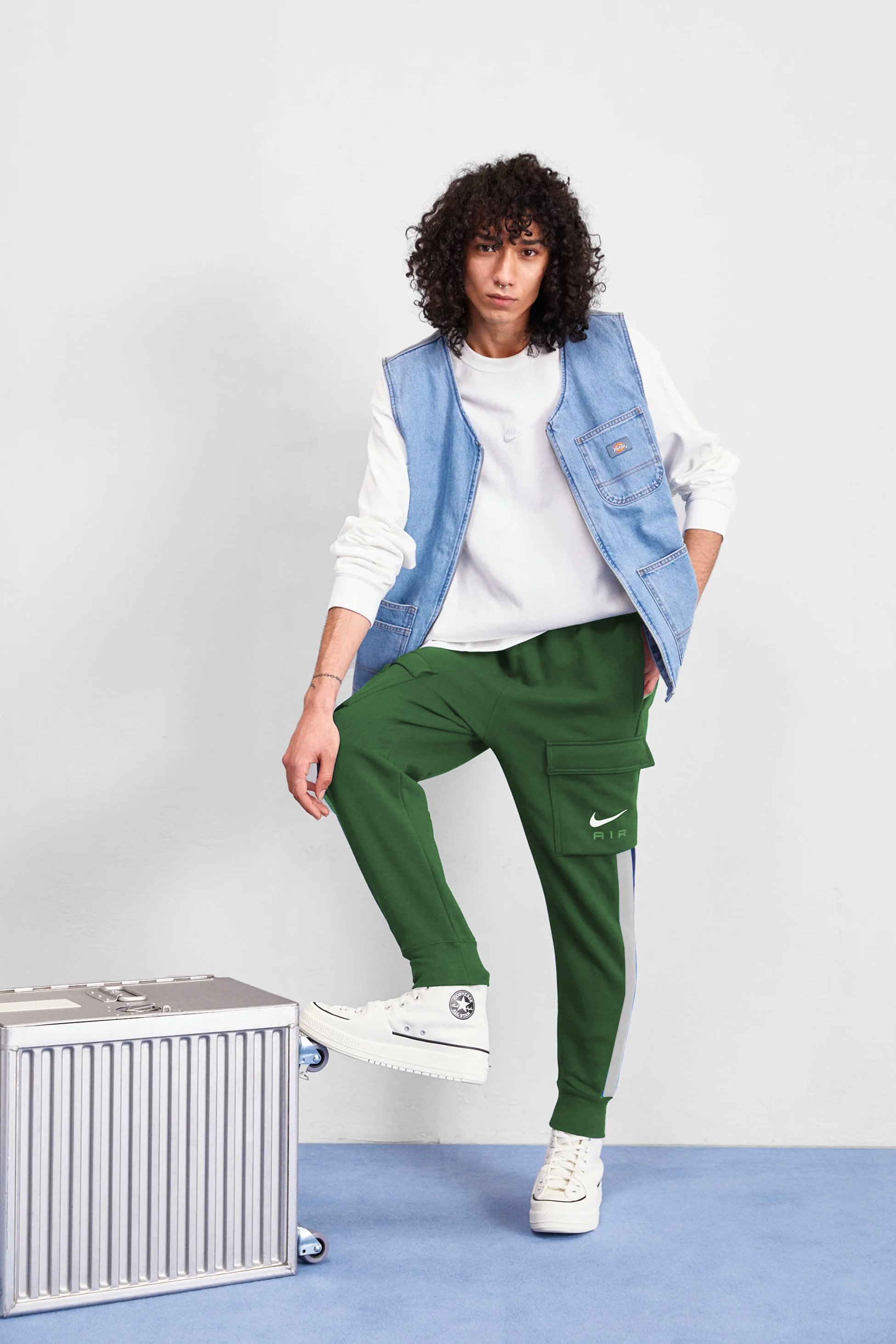 Air Fleece Cargo Joggers - Yeşil/Beyaz