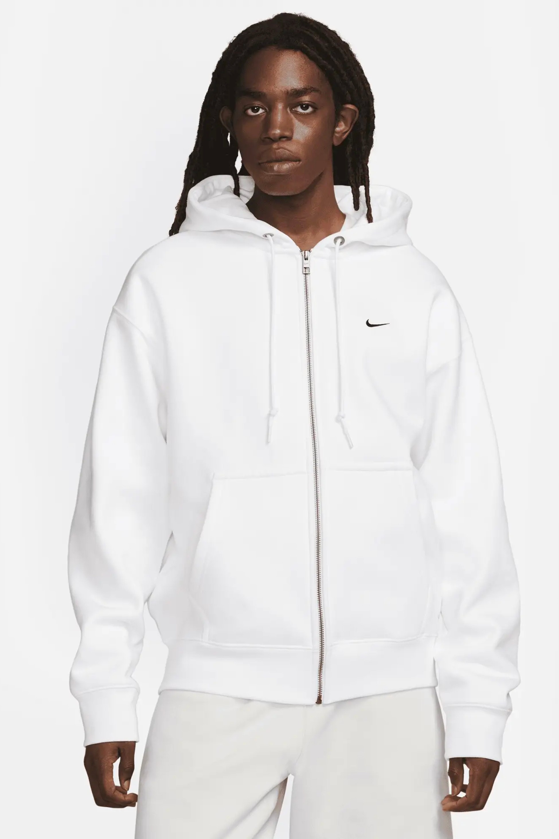 Solo Swoosh Tam Boy Fermuarlı Hoodie - Off-White