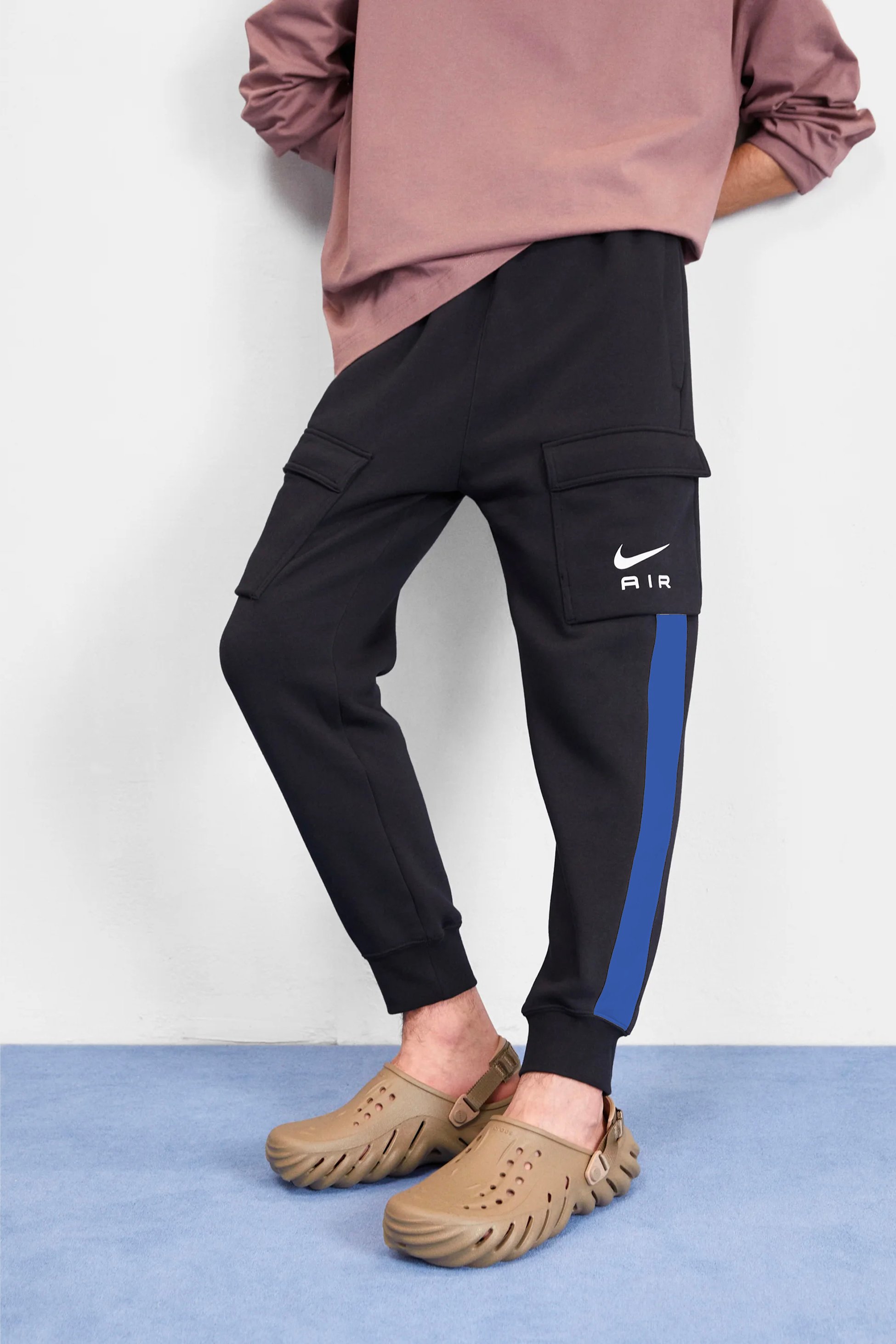 Air Fleece Cargo Joggers - Siyah/Mavi