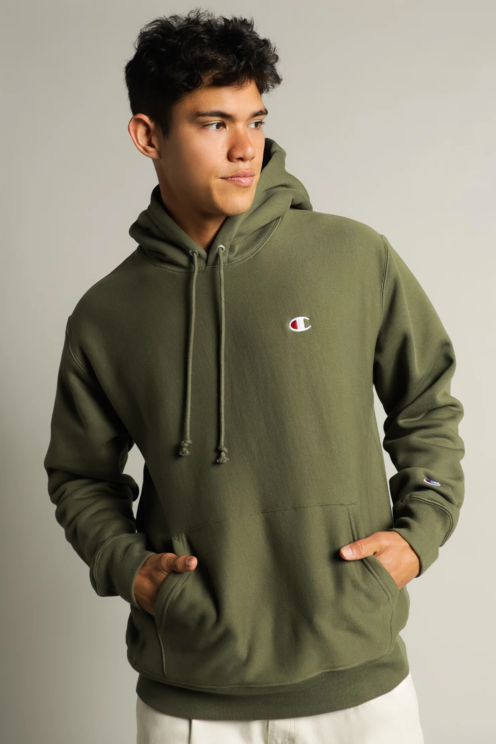 Reverse Weave Hoodie C Logo - Haki