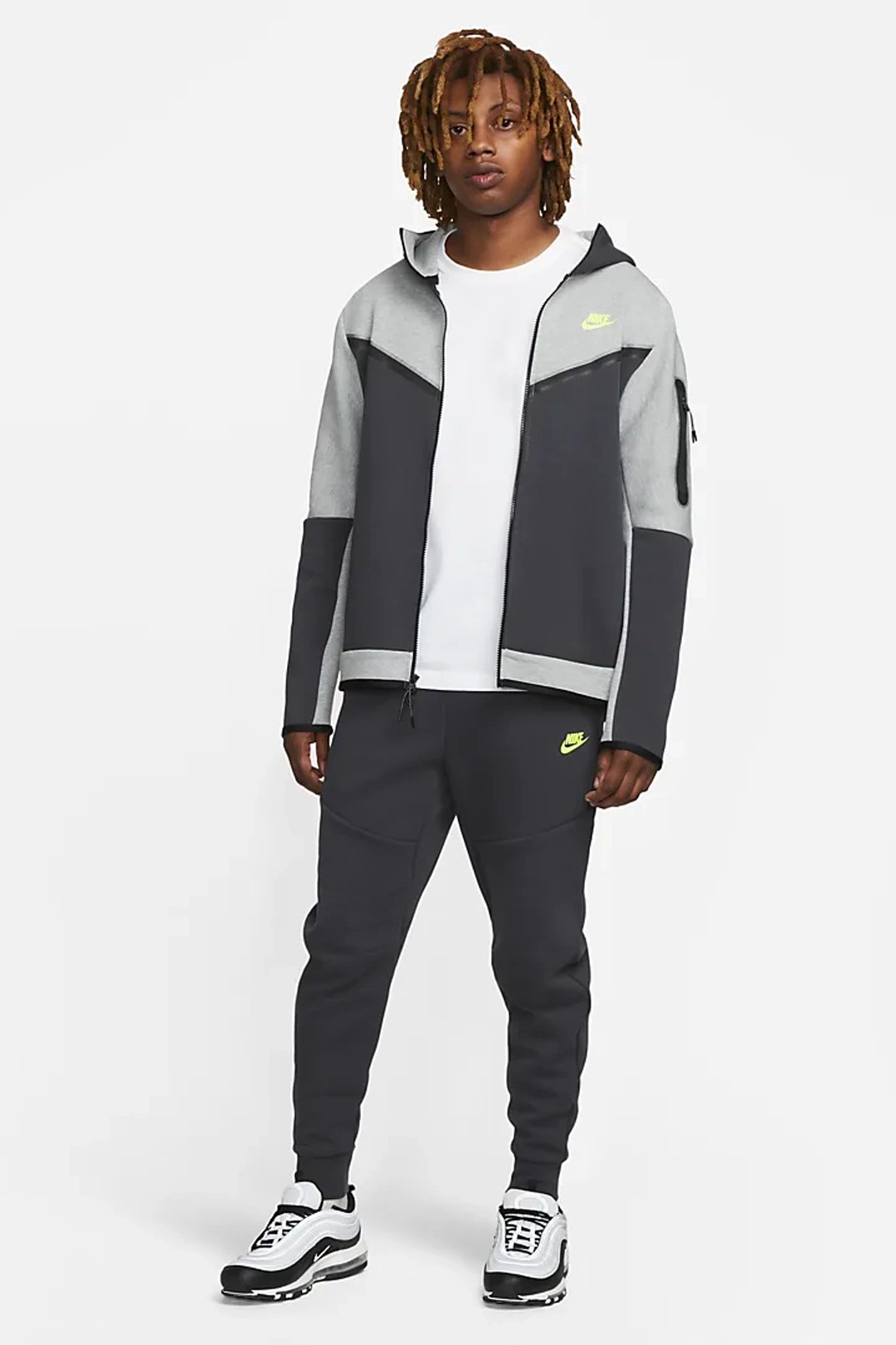 Tech Fleece Full Zip Hoodie - Dark Grey Heather/Anthracite/Volt