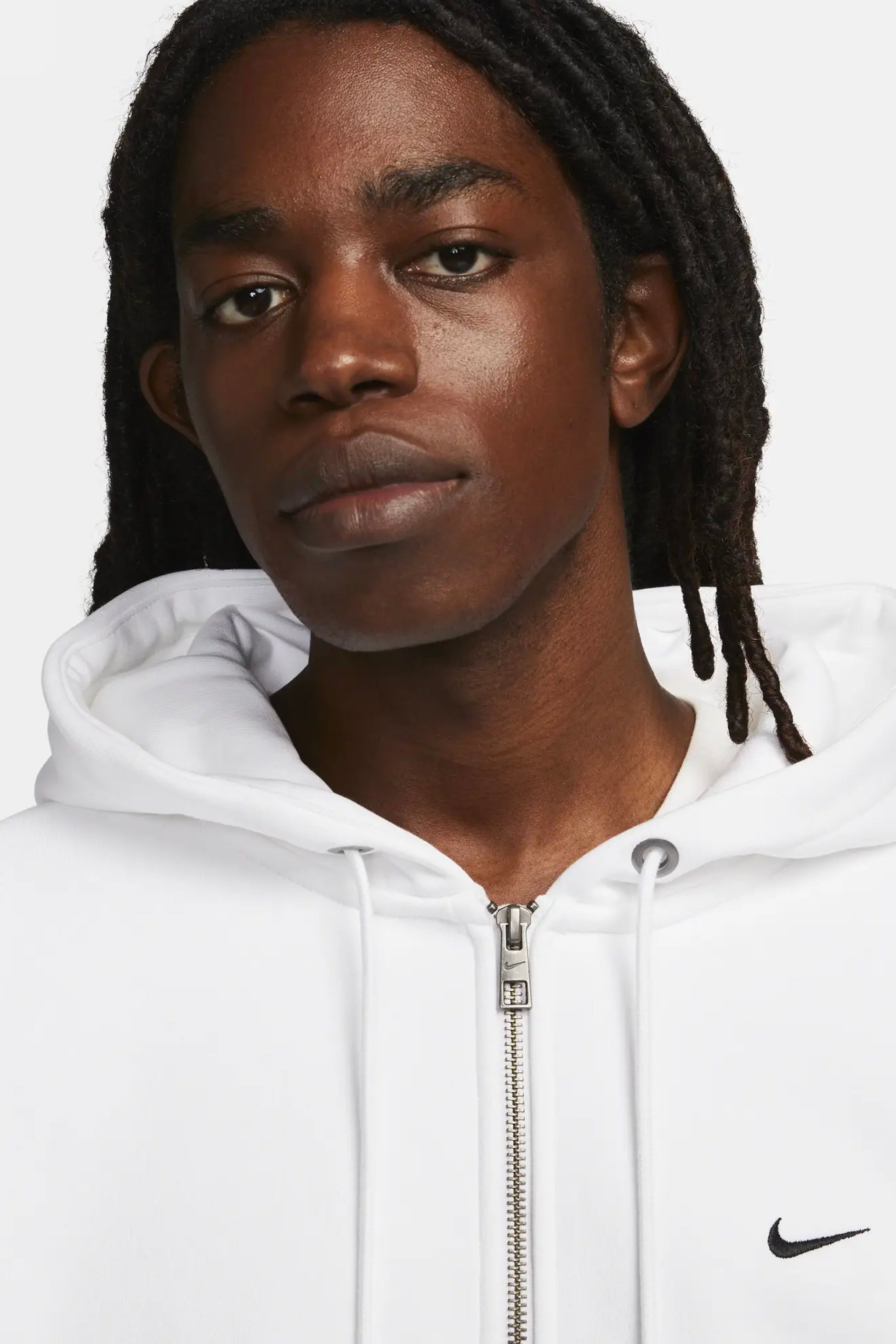 Solo Swoosh Tam Boy Fermuarlı Hoodie - Off-White