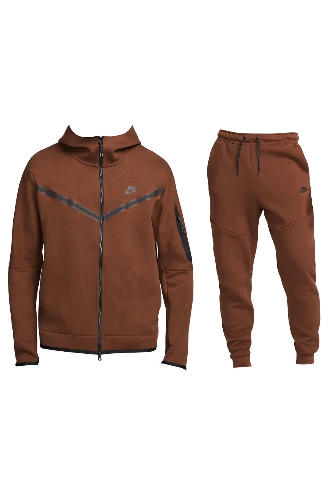 Sportswear Tech Fleece Full Zip Hoodie & Joggers Set - Kahverengi