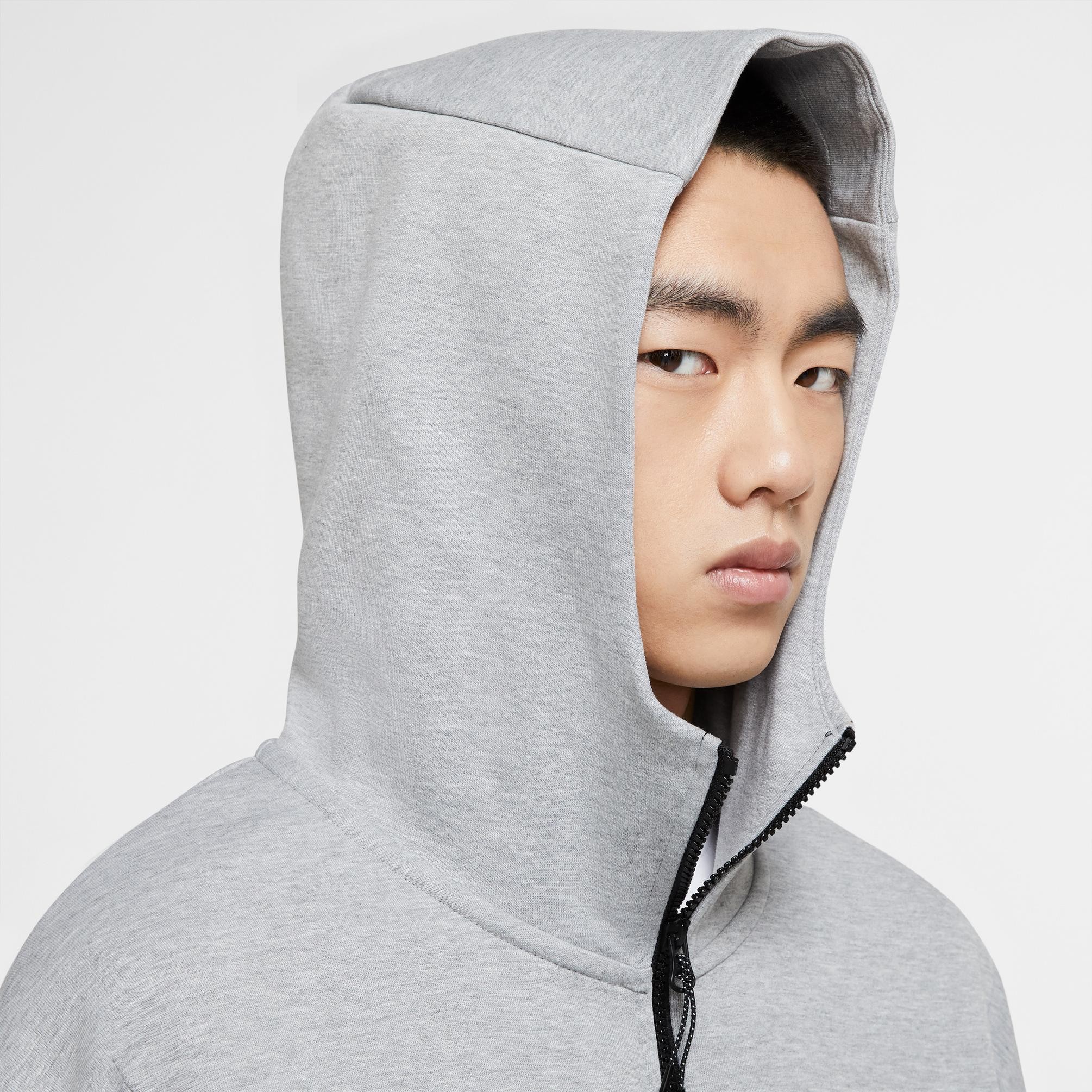Tech Fleece Full Zip Hoodie - Dark Grey Heather/Black