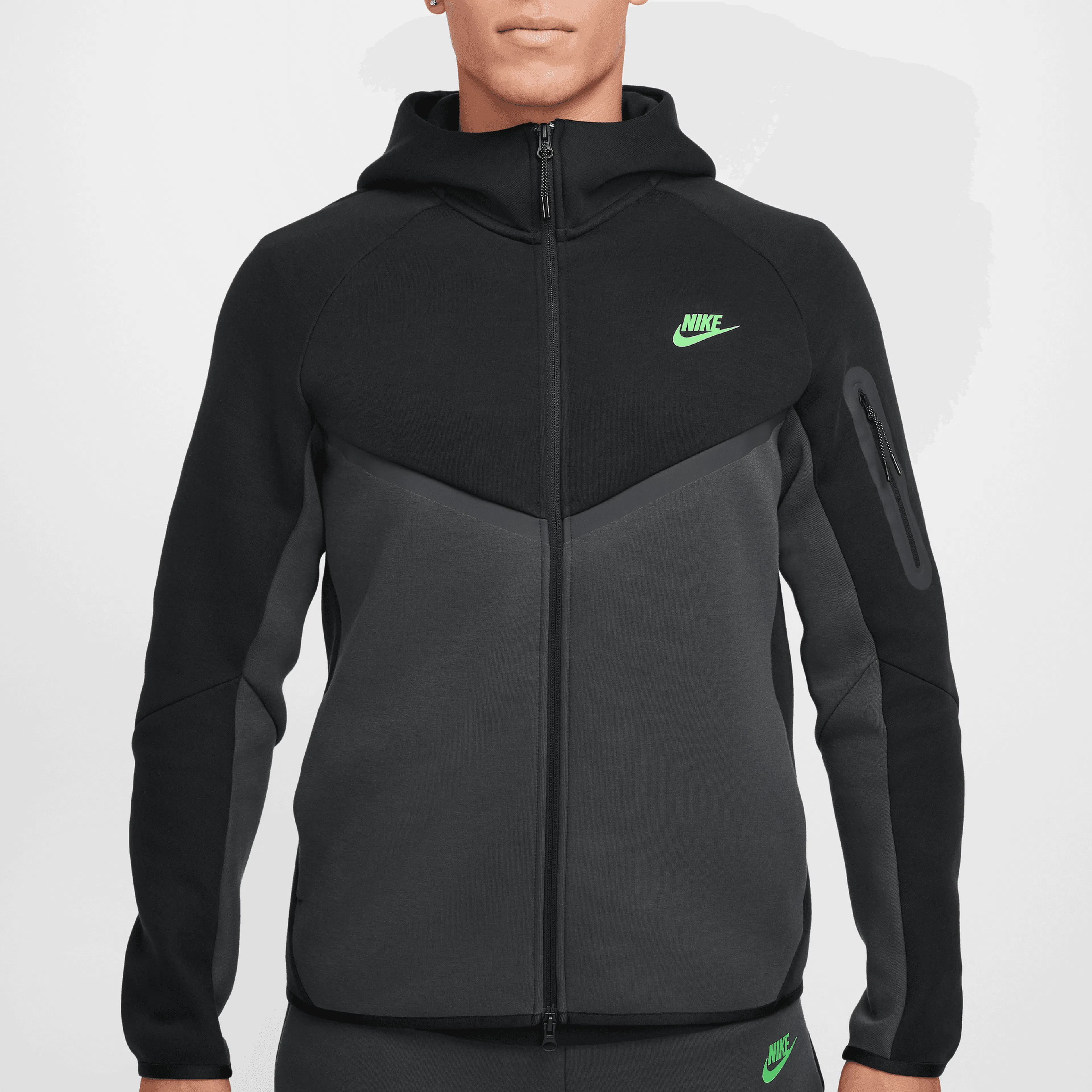 Tech Full-Zip Windrunner Hoodie - Black/Anthracite/Green Strike