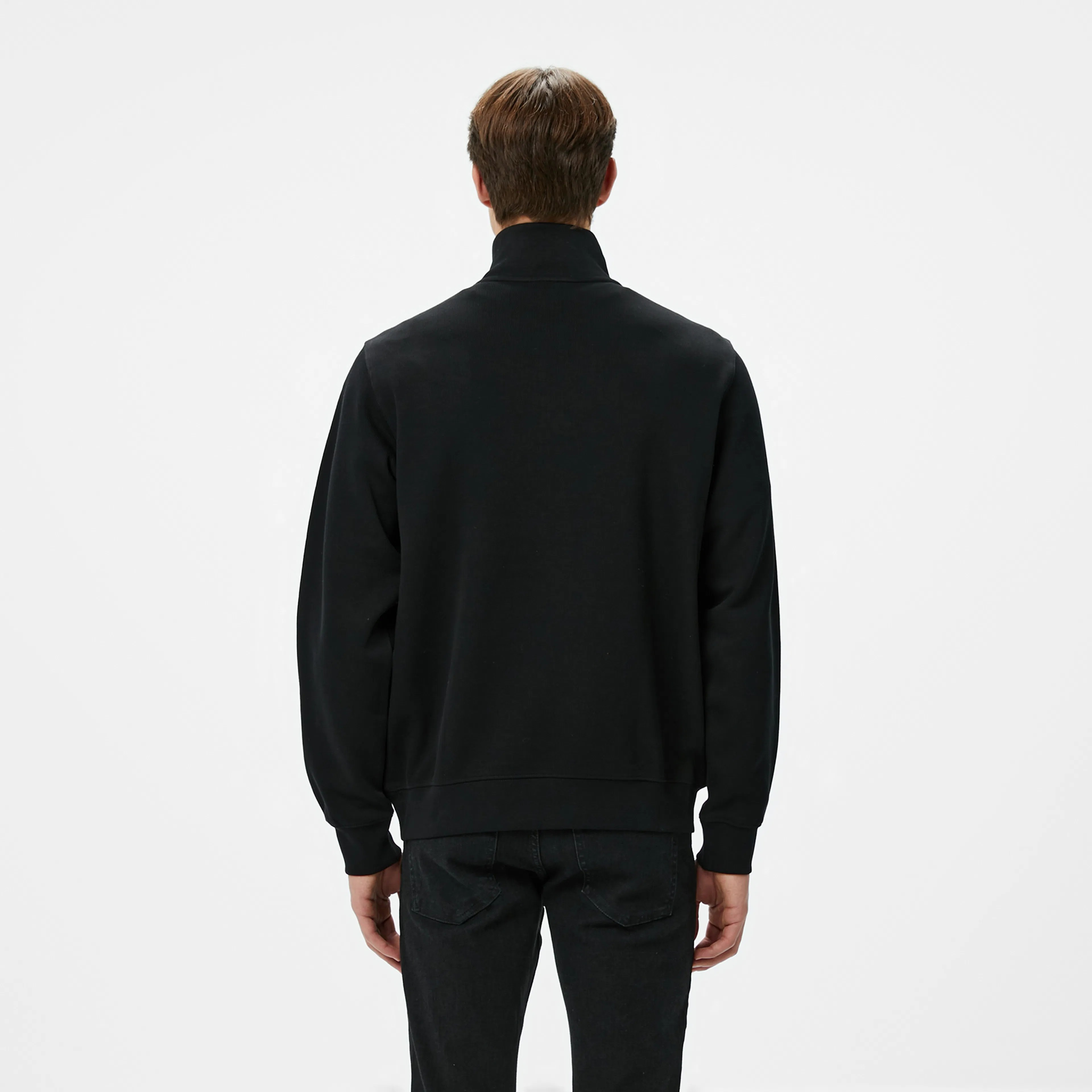 Classic Fit Yarım Fermuarlı Sweatshirt - Siyah
