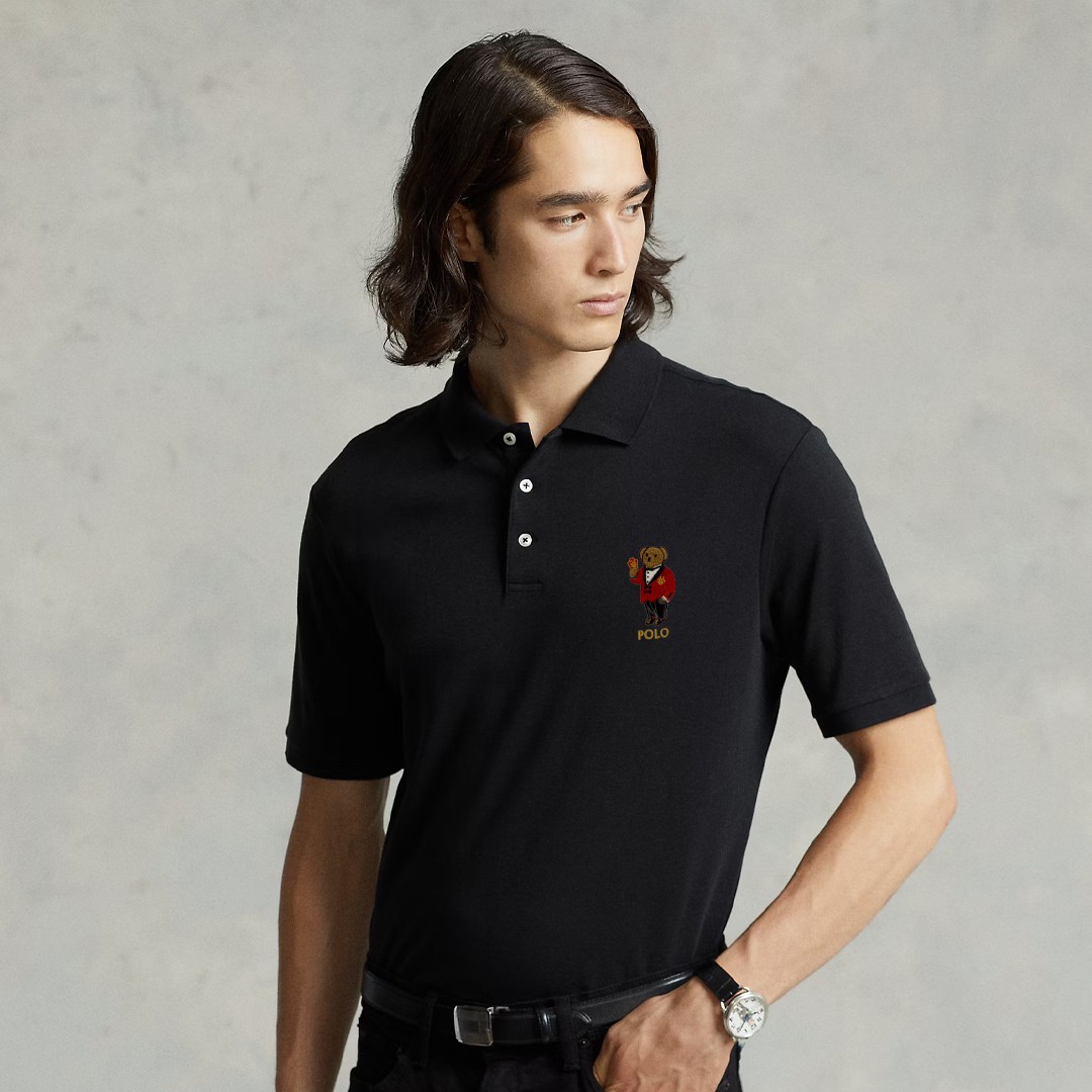 Bear Mesh Polo - Siyah