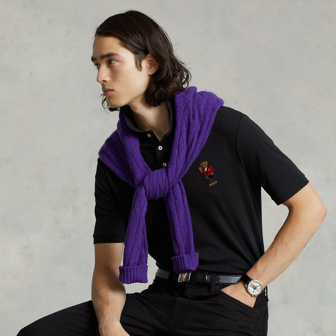 Bear Mesh Polo - Siyah