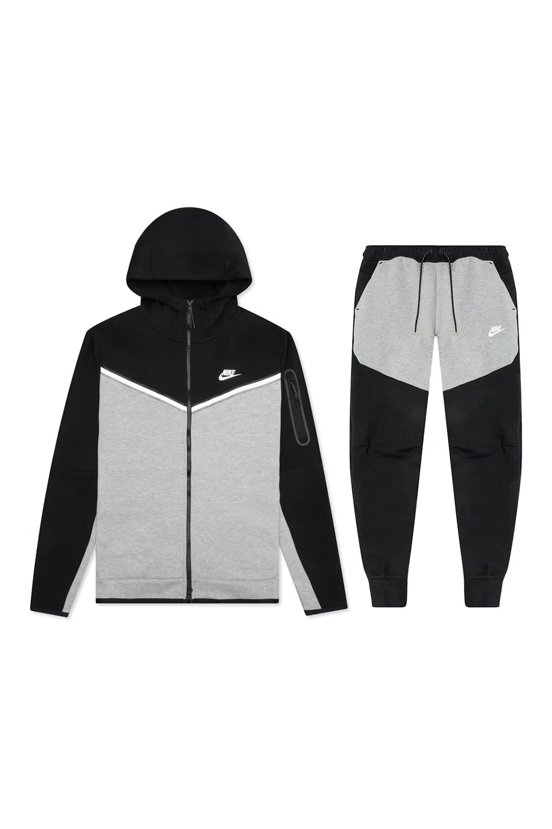 Sportswear Tech Fleece Full Zip Hoodie & Joggers Set - Siyah / Gri