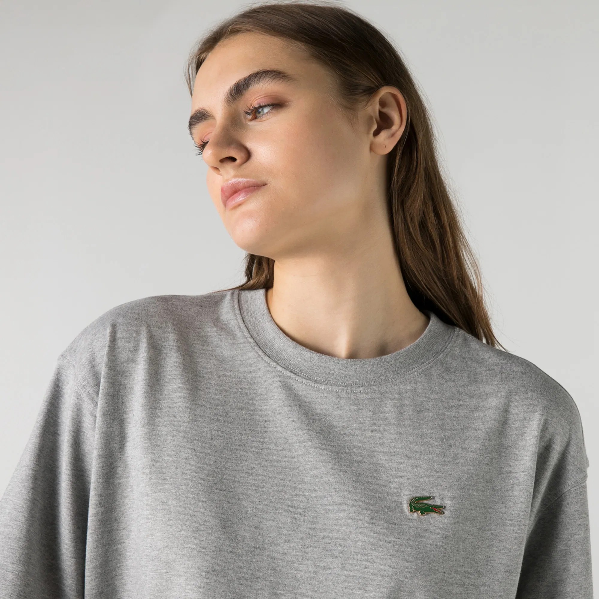 Classic Fit Bisiklet Yaka T-Shirt - Gri