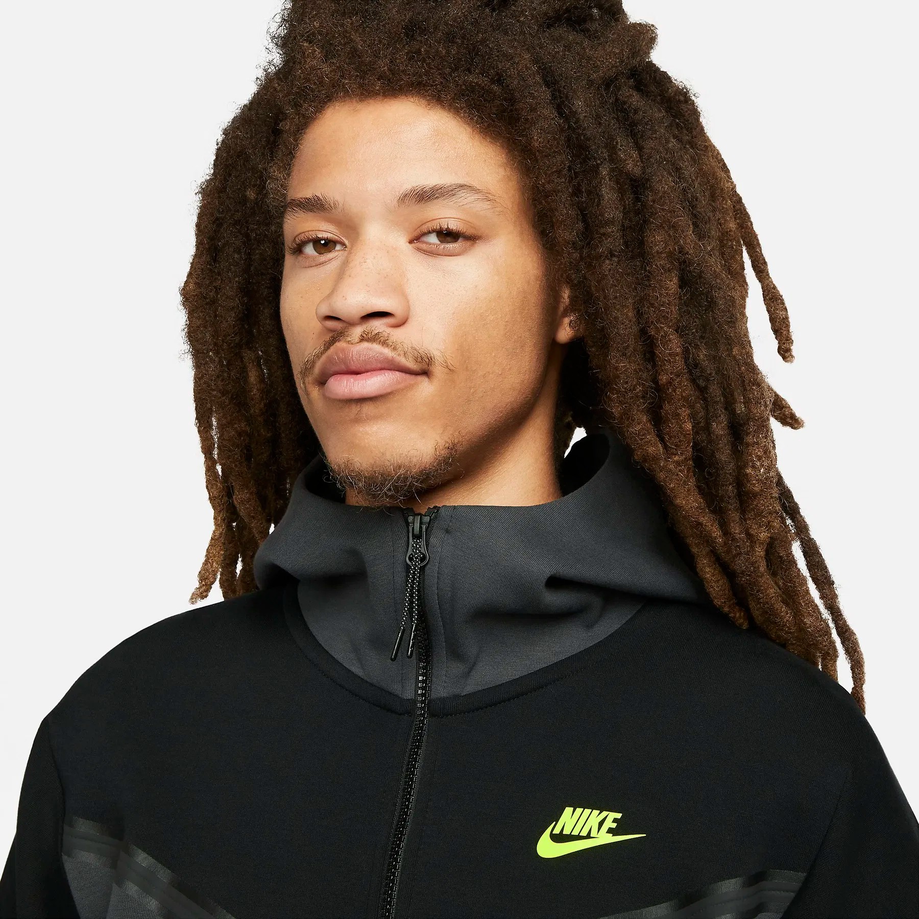 Tech Fleece Full Zip Hoodie - Siyah/Anthracite/Volt