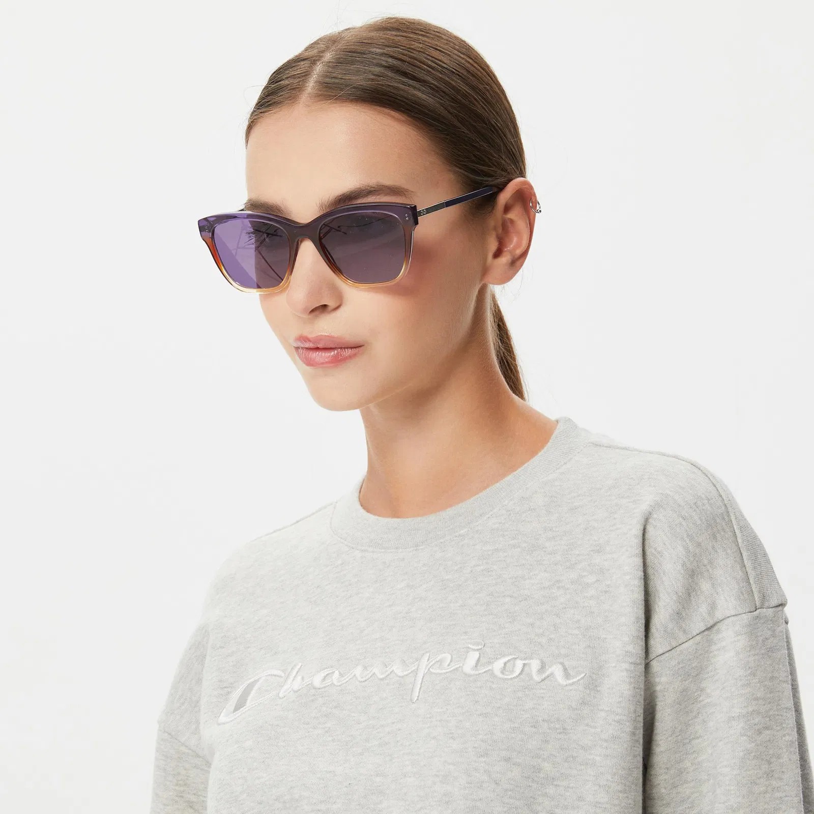 Tonal Embroidery Fleece Sweatshirt - Gri