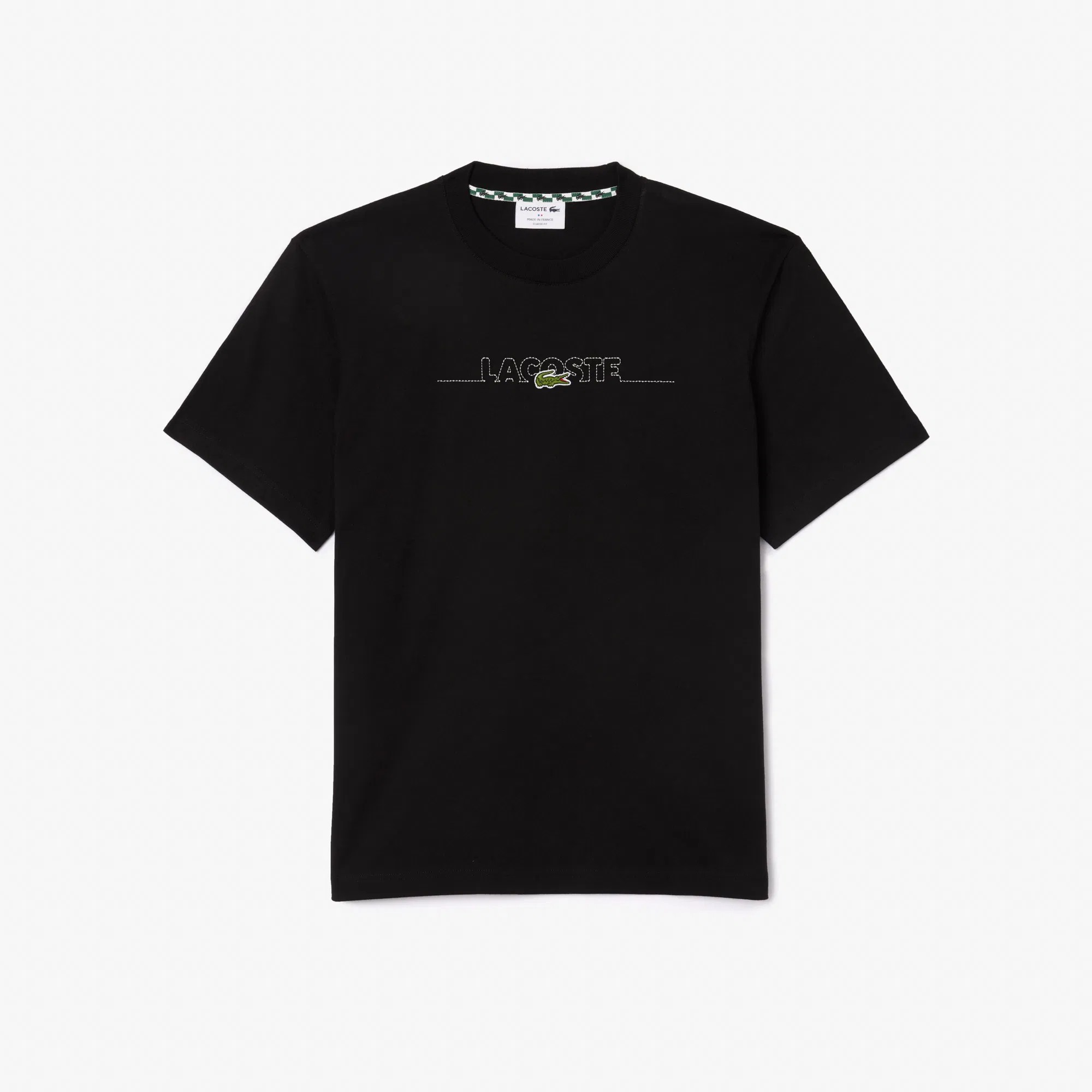 Classic Fit Bisiklet Yaka Baskılı T-Shirt - Siyah