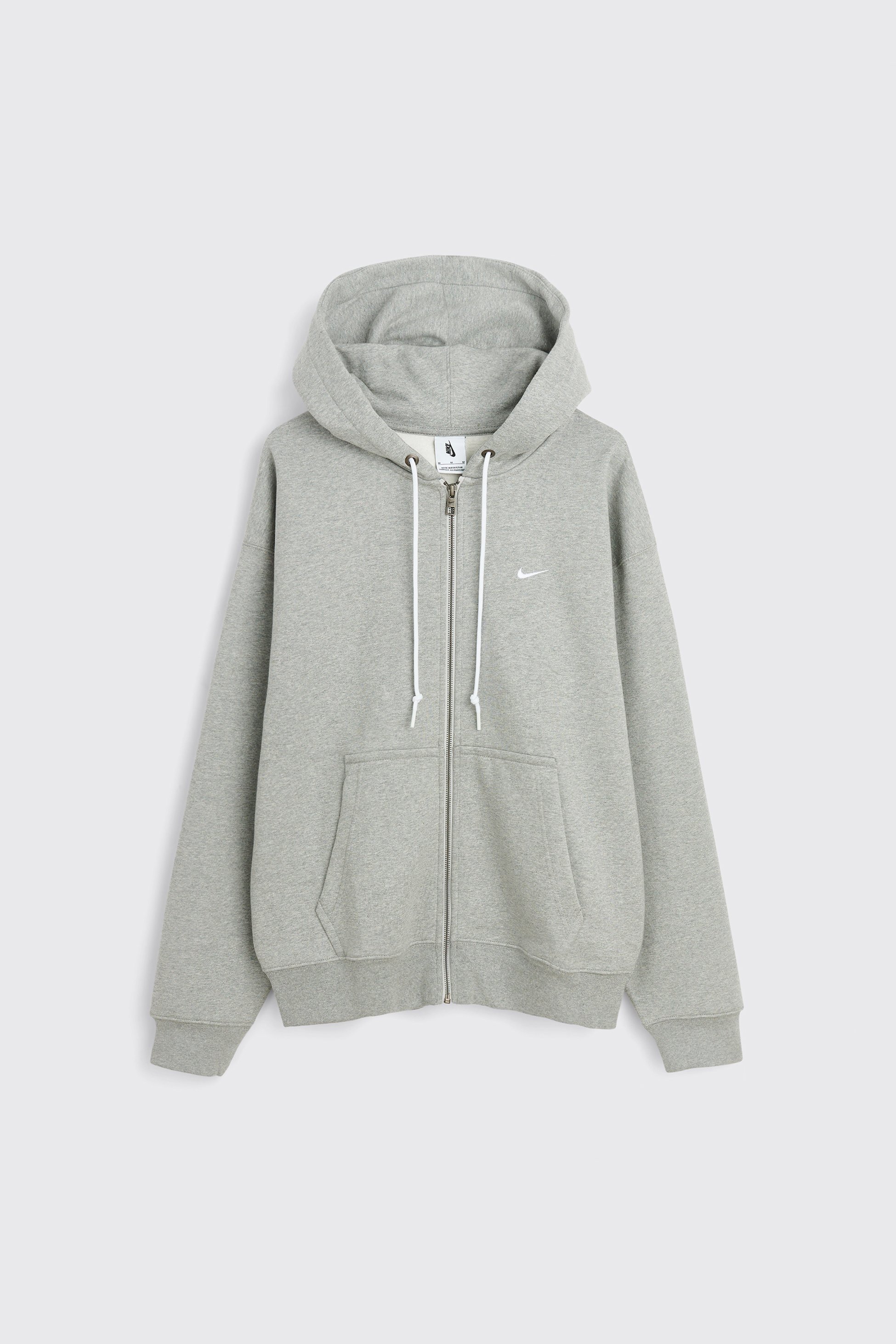 Solo Swoosh Tam Boy Fermuarlı Hoodie - Dark Grey Heather/Silver