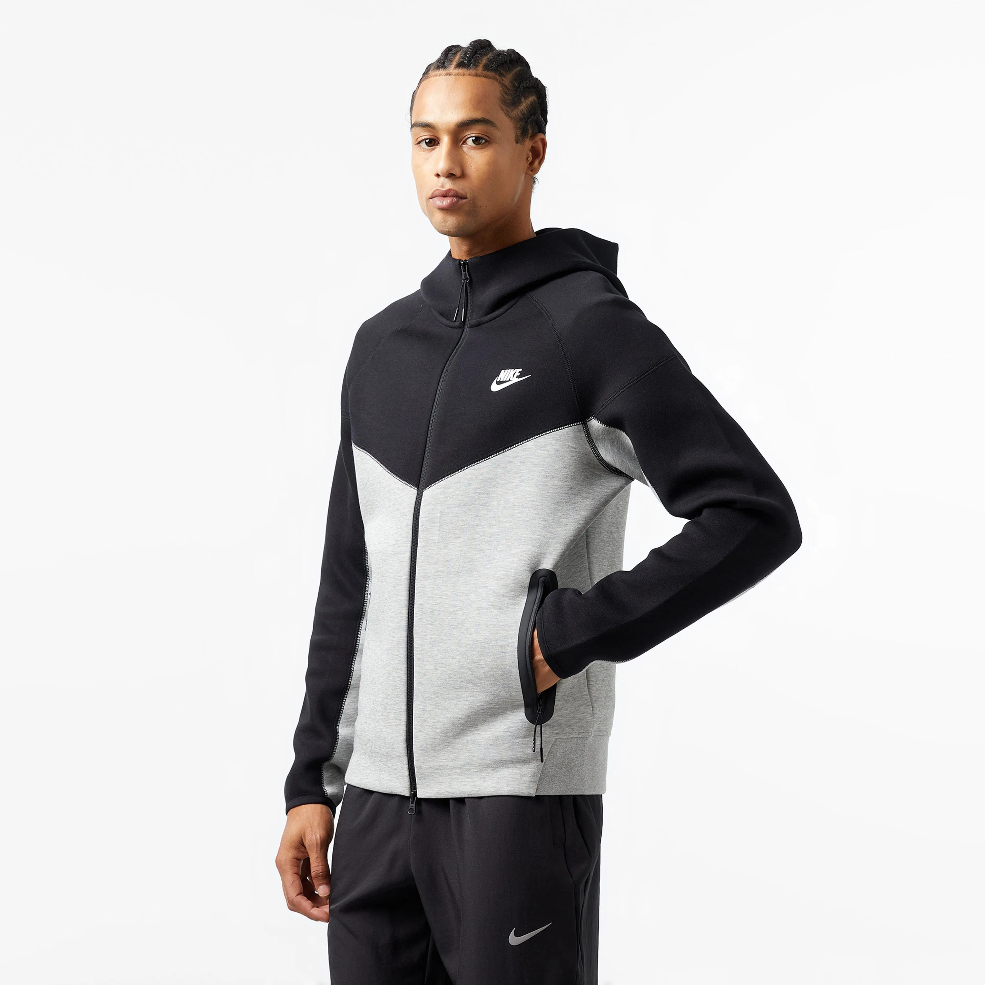 Sportswear Tech Fleece Windrunner Eşofman Üstü - Dark Grey Heather/Siyah/Beyaz