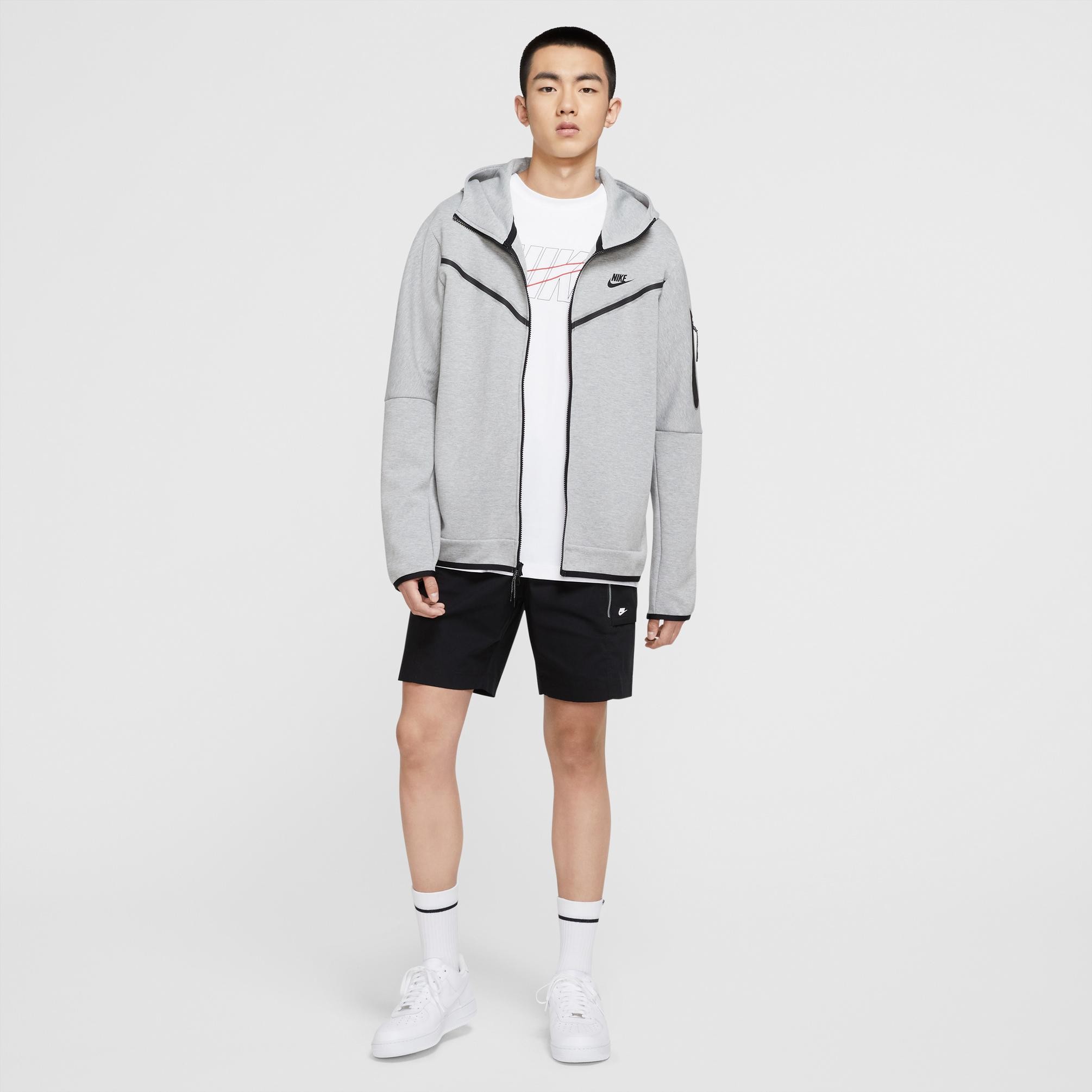 Tech Fleece Full Zip Hoodie - Dark Grey Heather/Black