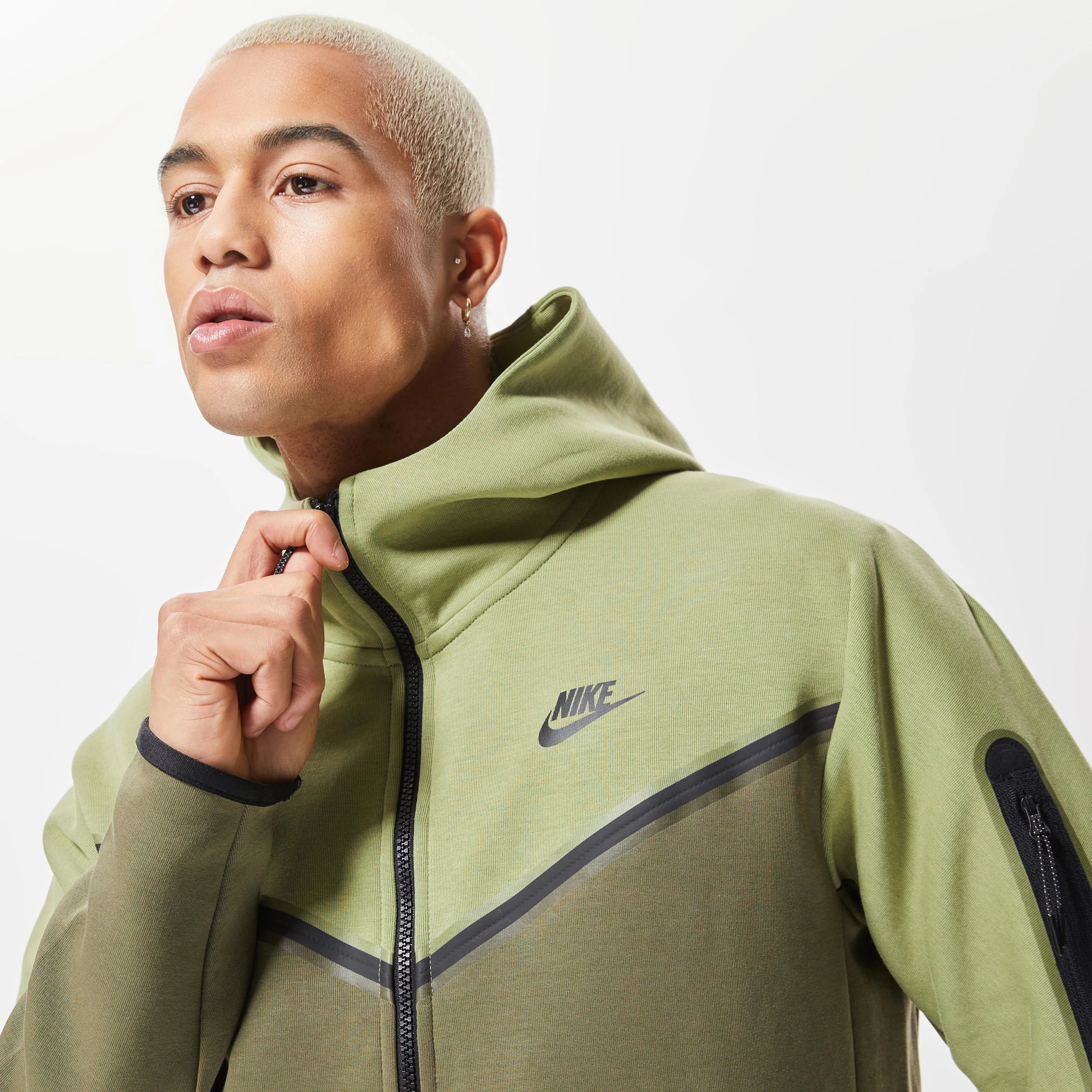 Tech Fleece Full Zip Hoodie - Medium Olive
