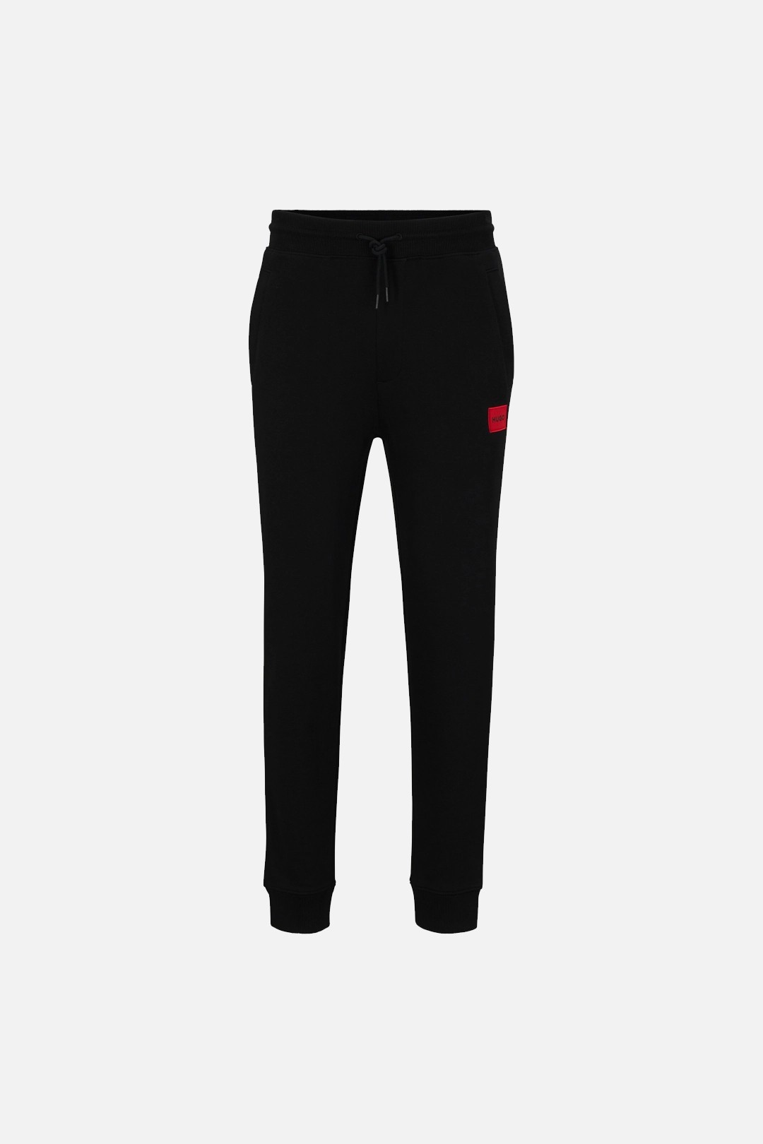 Cotton-Terry Tracksuit Bottoms With Red Logo Label - Siyah