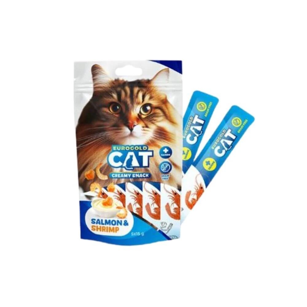 EuroGold Cat Sıvı Kedi Ödülü Somon - Karides 5x15Gr