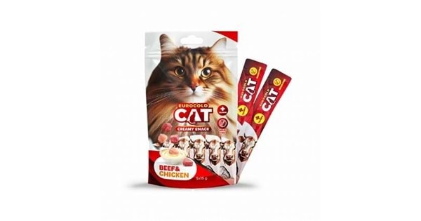 EuroGold Cat Sıvı Kedi Ödülü Dana-Tavuk Etl 5x15Gr