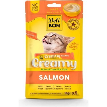 DELİBON CREAMY ÖDÜL MAMASI SOMONLU 15GR 5Lİ PAKET
