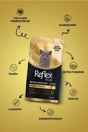 REFLEX PLUS BRİTİSH SHORTHAİR YAVRU KEDİ MAMASI 1.5 KG