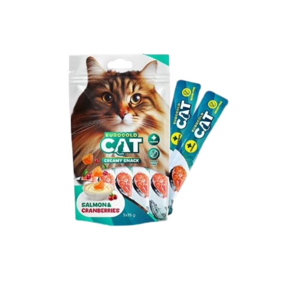 EuroGold Cat Sıvı Kedi Ödülü Somon - Kızılcık 5x15Gr