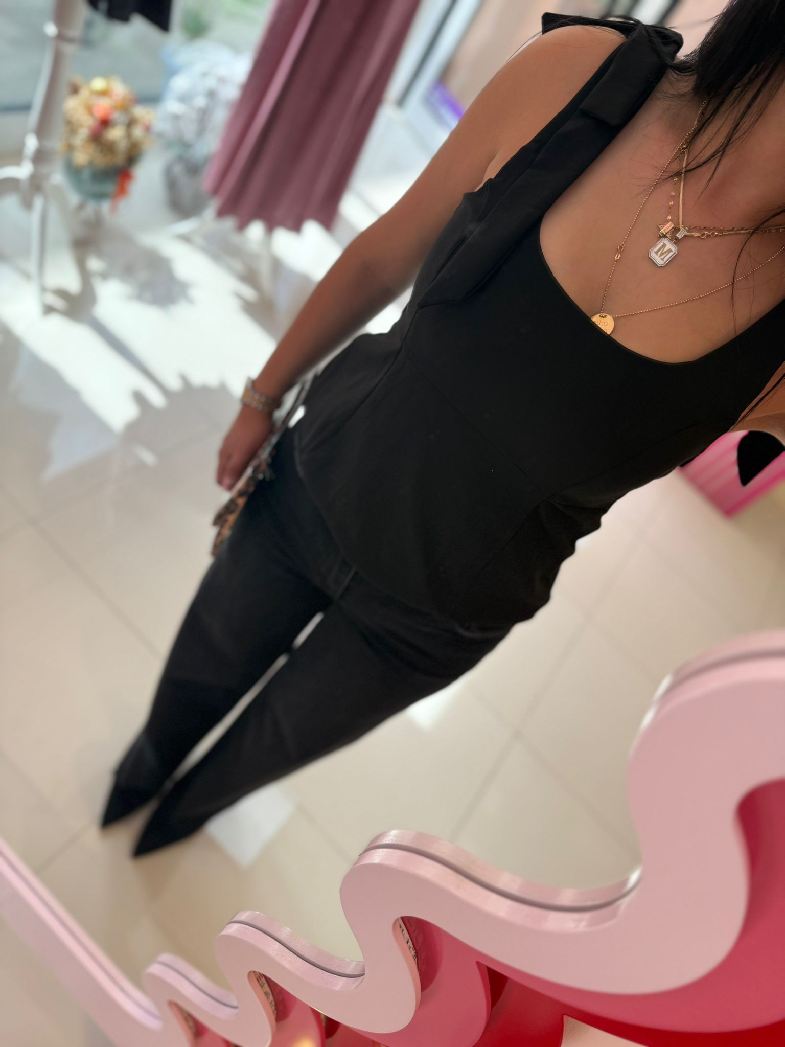 🖤 Siyah ve Pembe Fiyonk Askılı Bluz 🖤