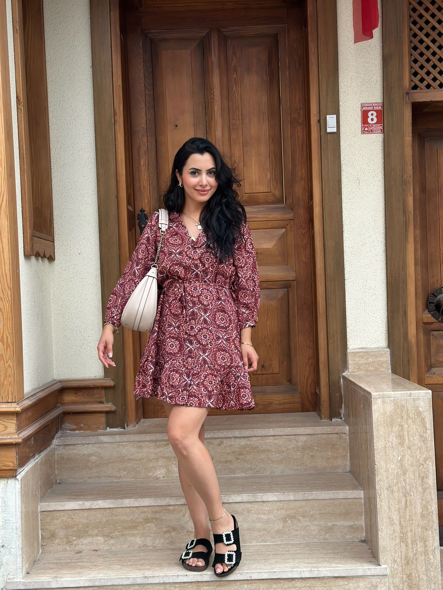🌺 Bohem Desenli Kırmızı Elbise