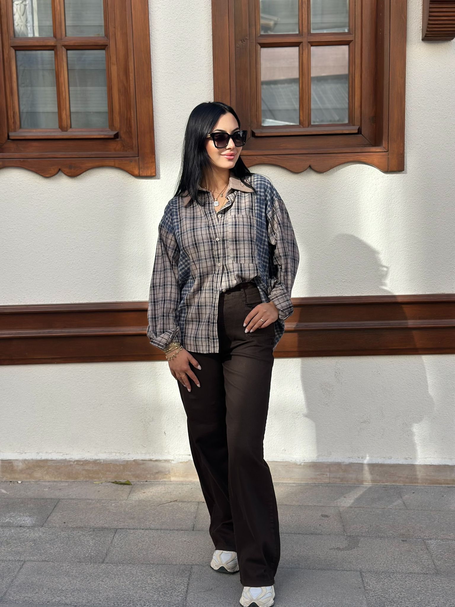 Geniş Paça Kahverengi Pantolon