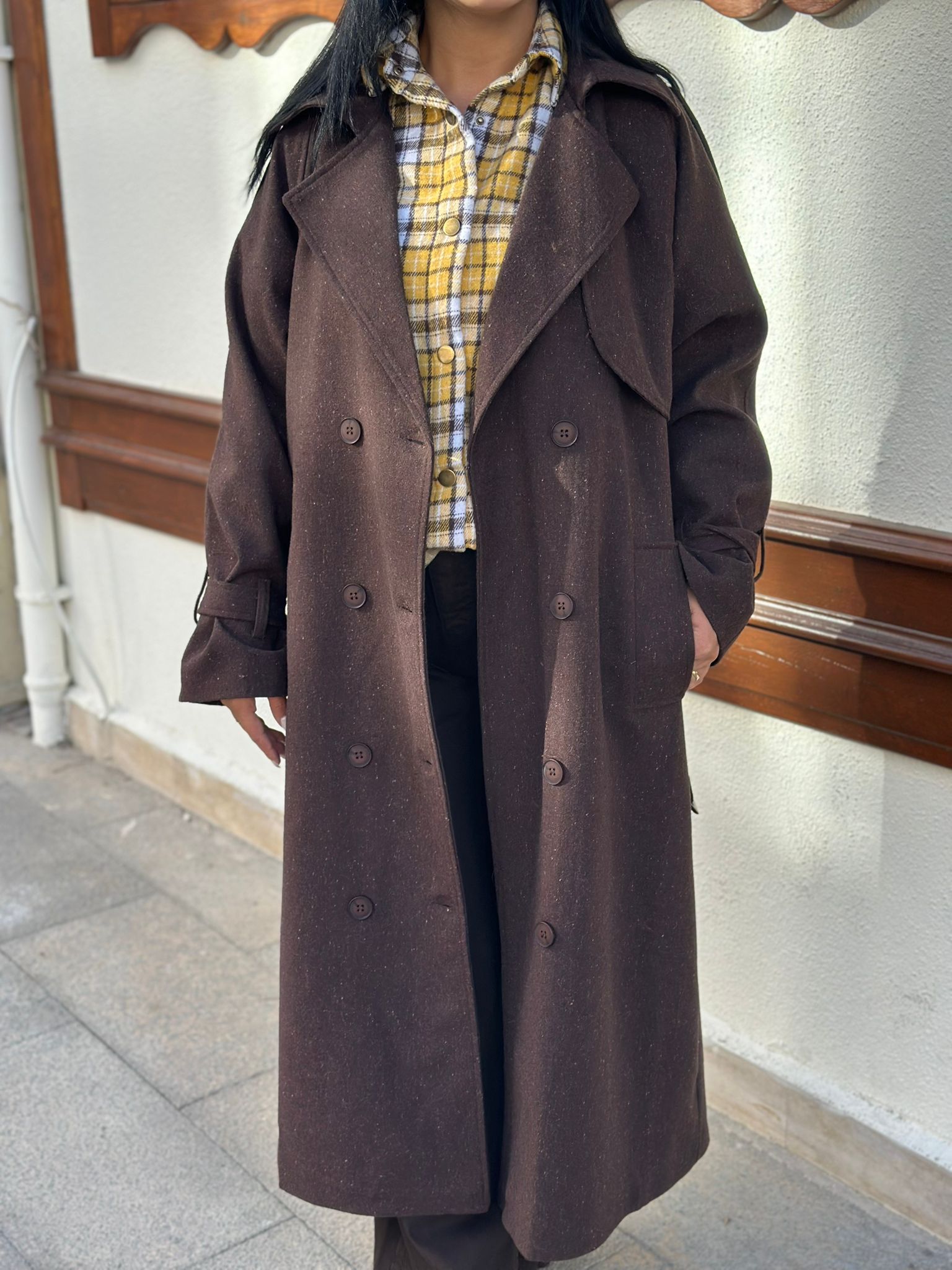 Kahverengi Kuşaklı Oversize Kadın Trençkot | Yeni Sezon | İlay’m Store