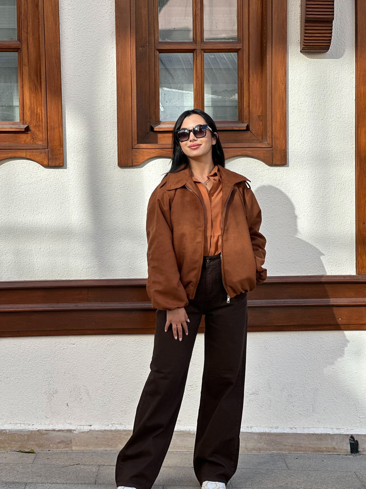 Kahverengi Oversize Yumuşak Dokulu Kadın Ceket | İlay’m Store