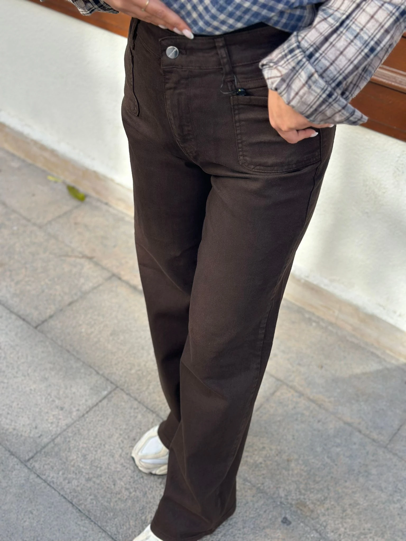 Geniş Paça Kahverengi Pantolon - 34