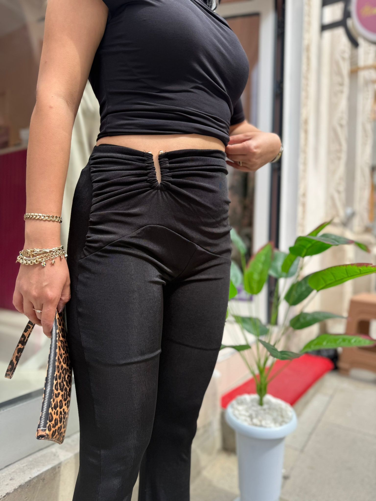 🖤 Toka Detaylı Esnek Fit Pantolon