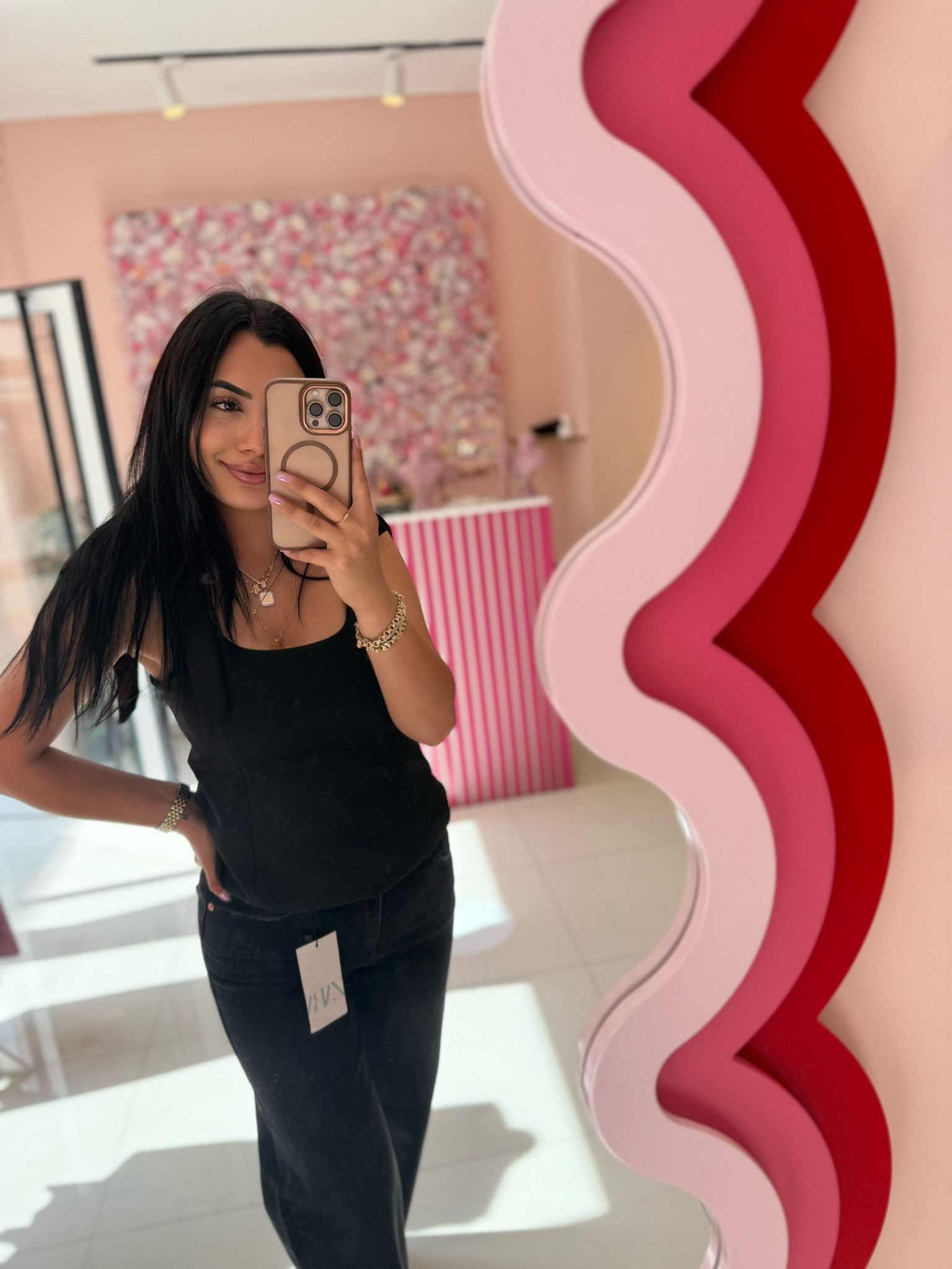🖤 Siyah ve Pembe Fiyonk Askılı Bluz 🖤