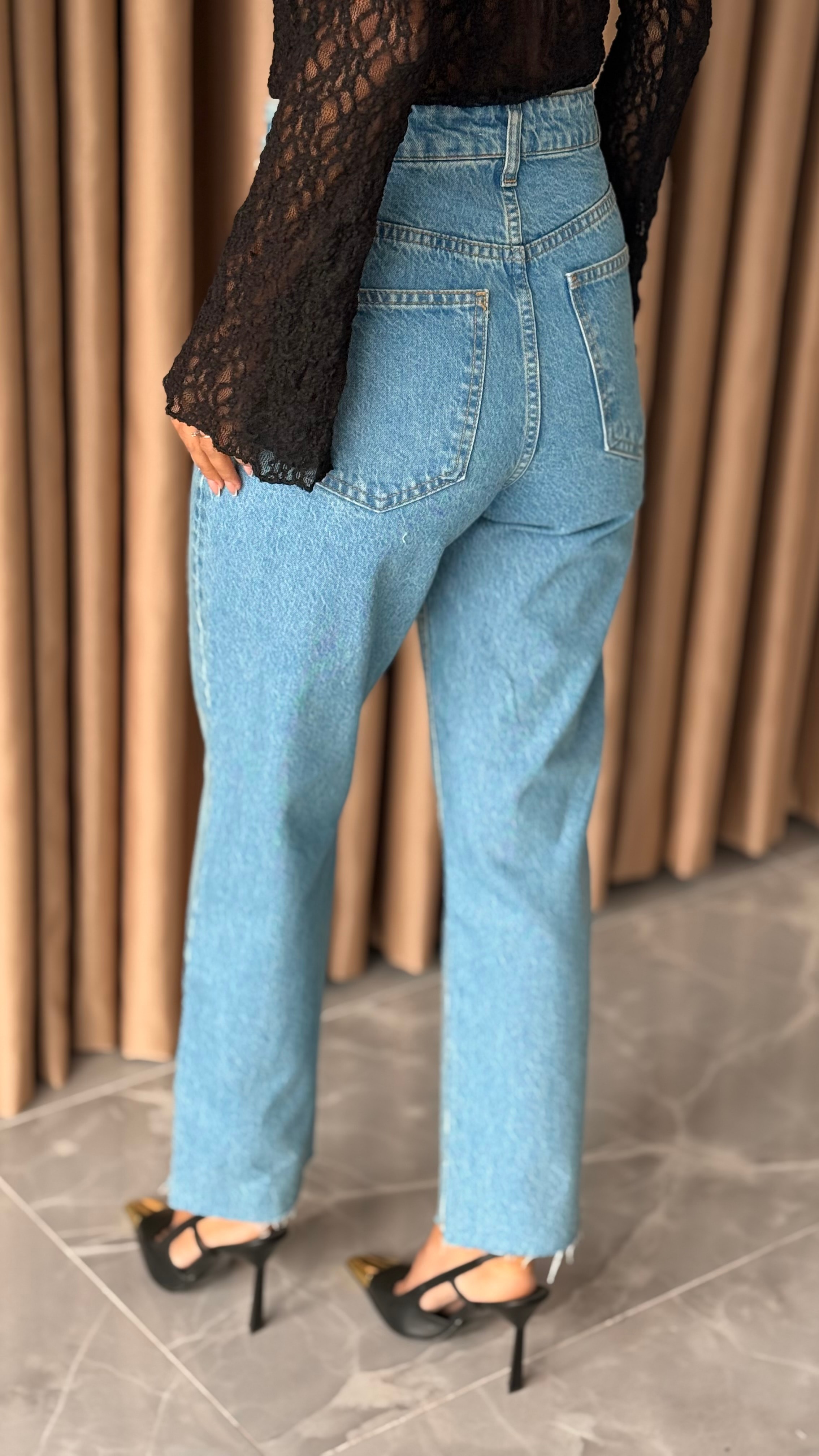 Mavi-Yeşil Boyfit Jean 006