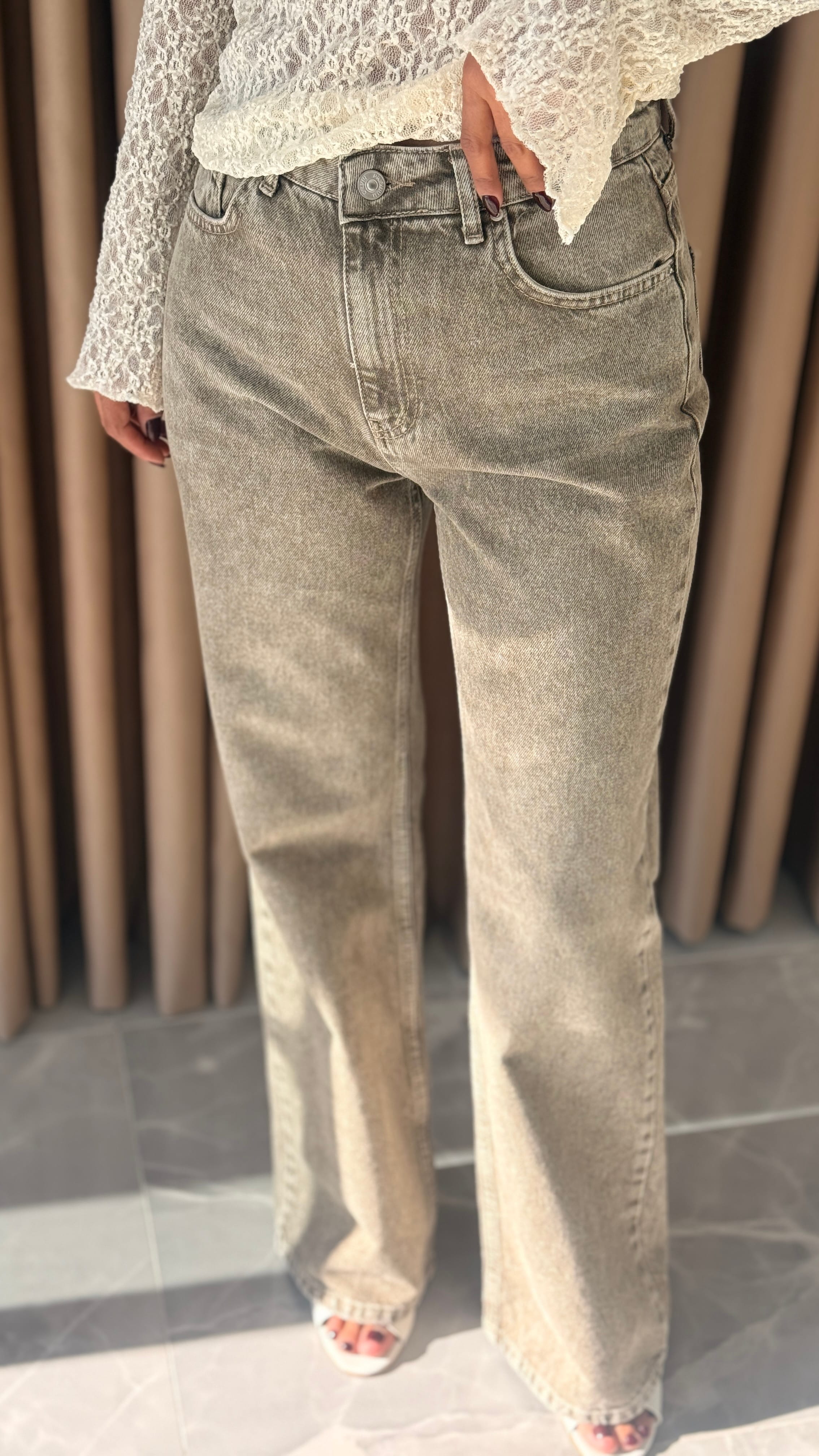 Kahve Yıkamalı Jean
