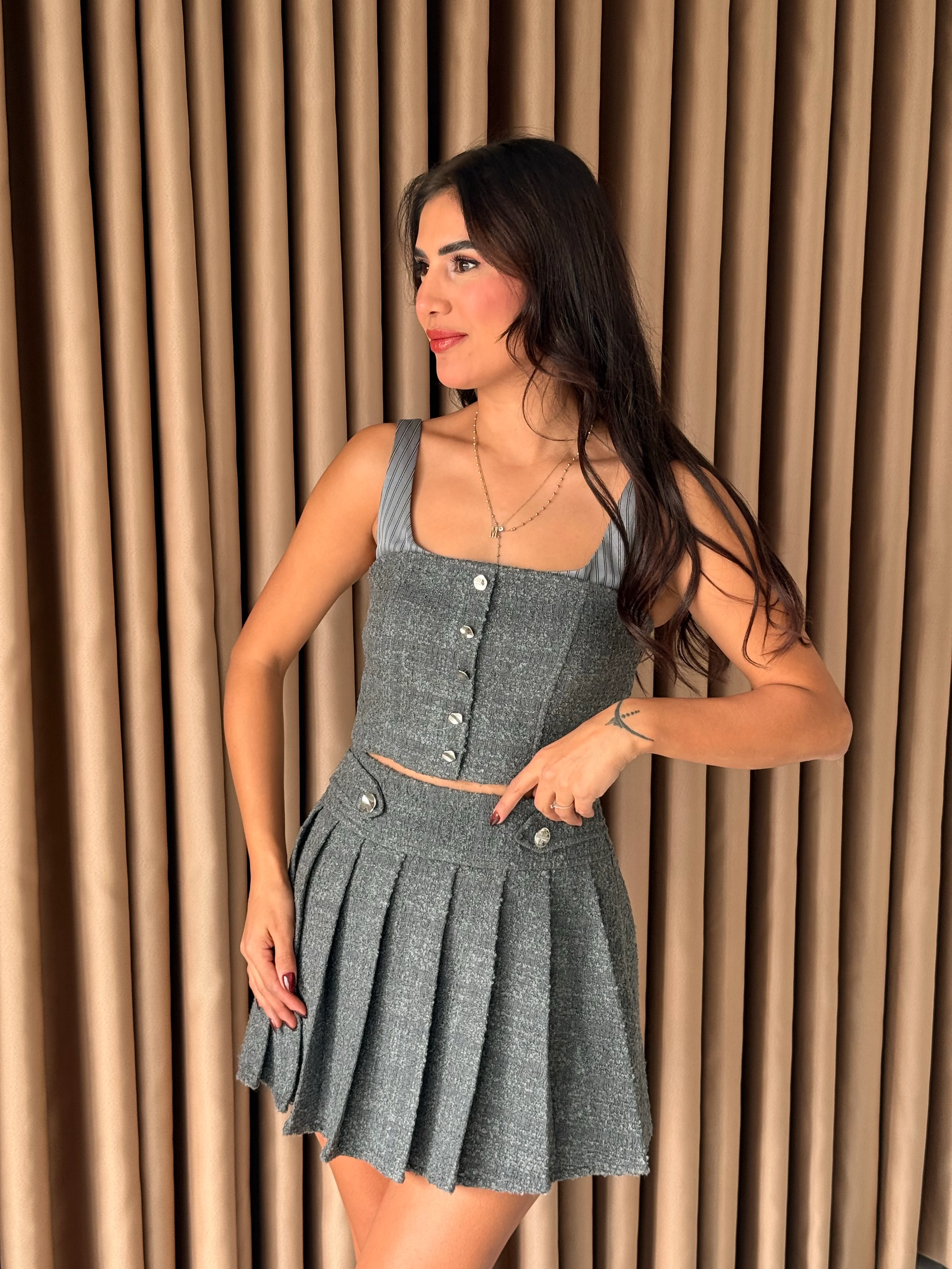 Antrasit Tüvit Etek Büstiyer Takım