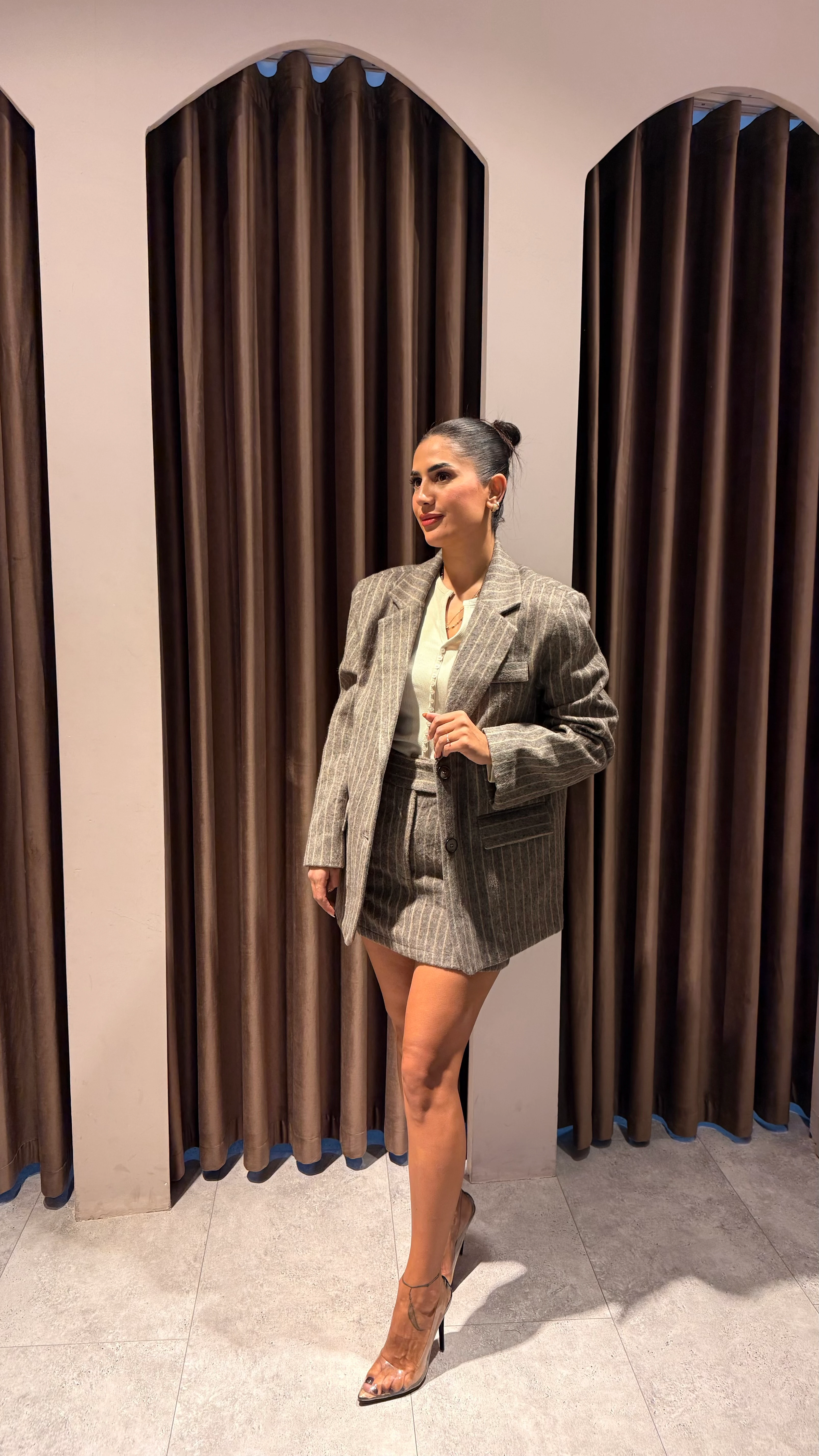 Vizon Çizgili Ceketli Takım