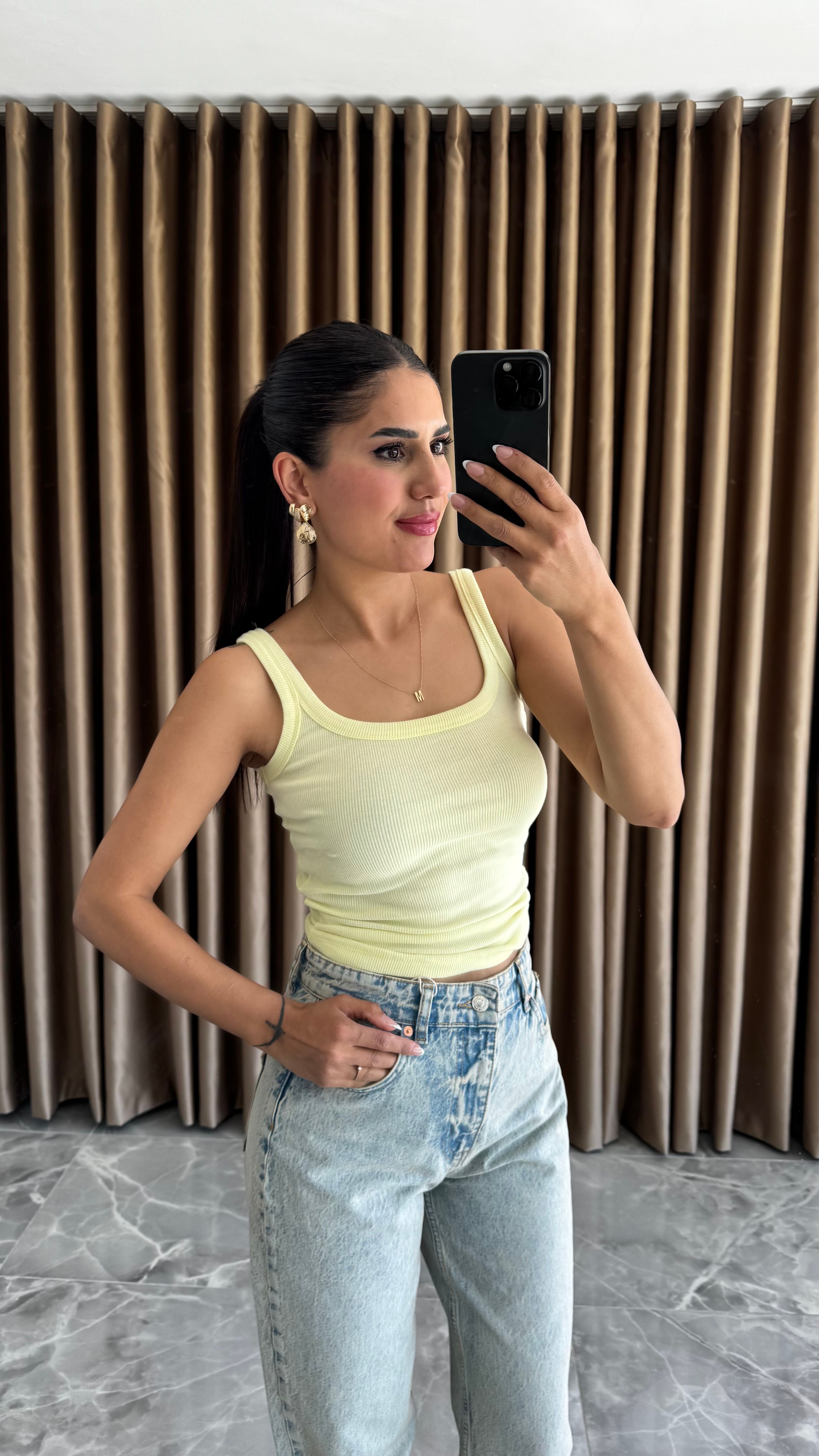 SARI ASKILI FİTİLLİ ATLET