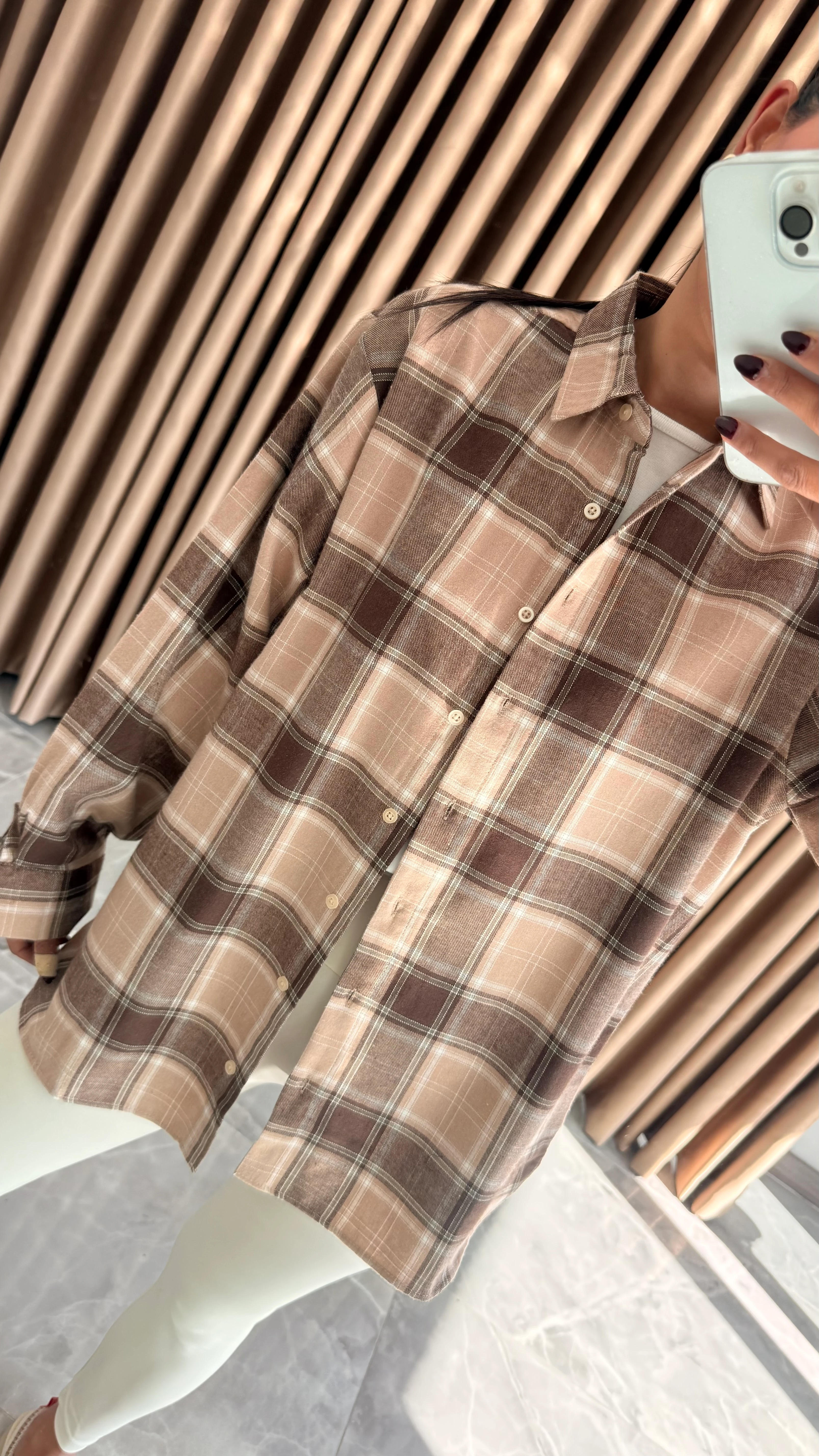 Kahve Krem Ekose Gömkek